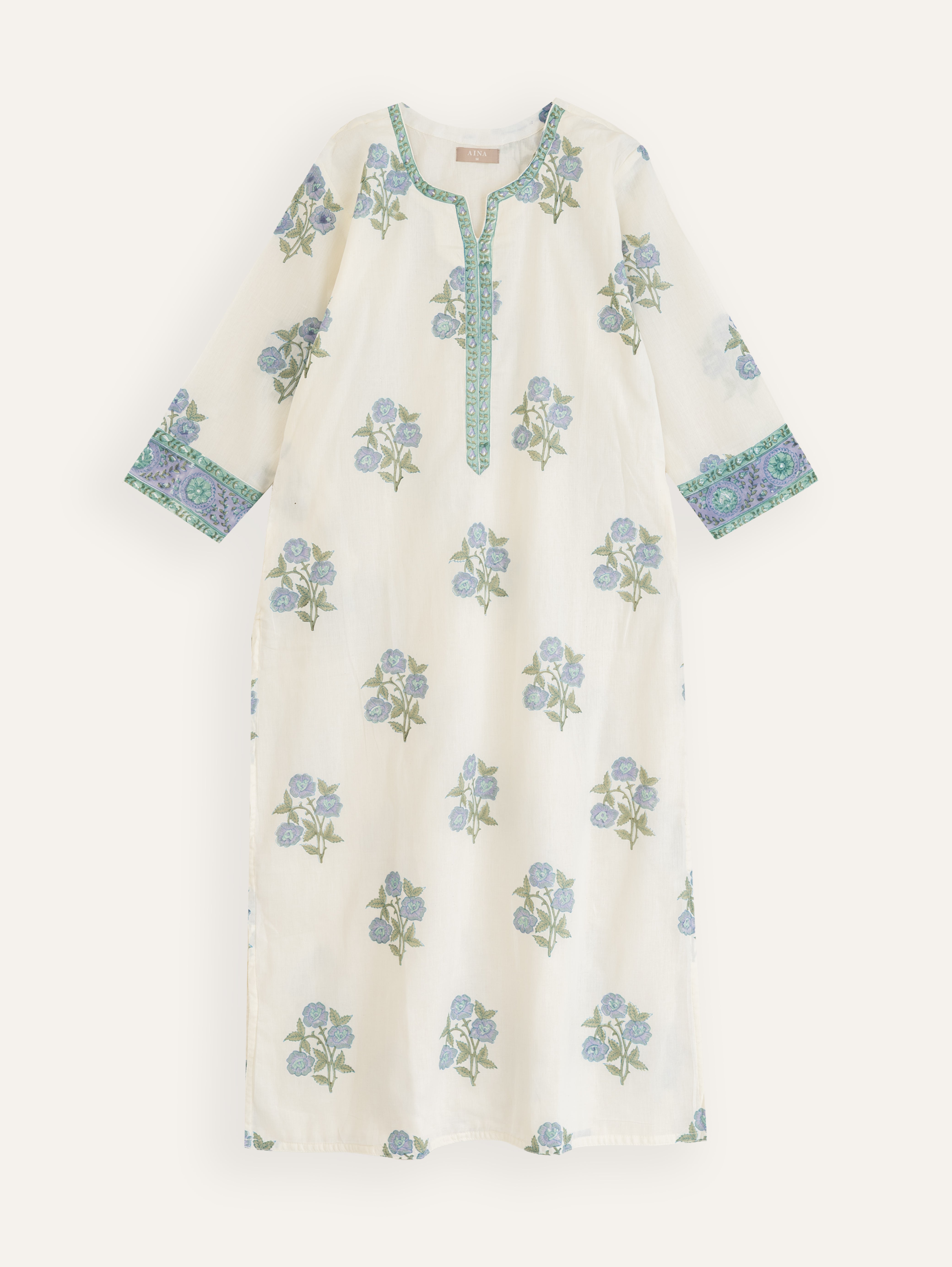 Aleena Cotton Block Printed Straight Kurta