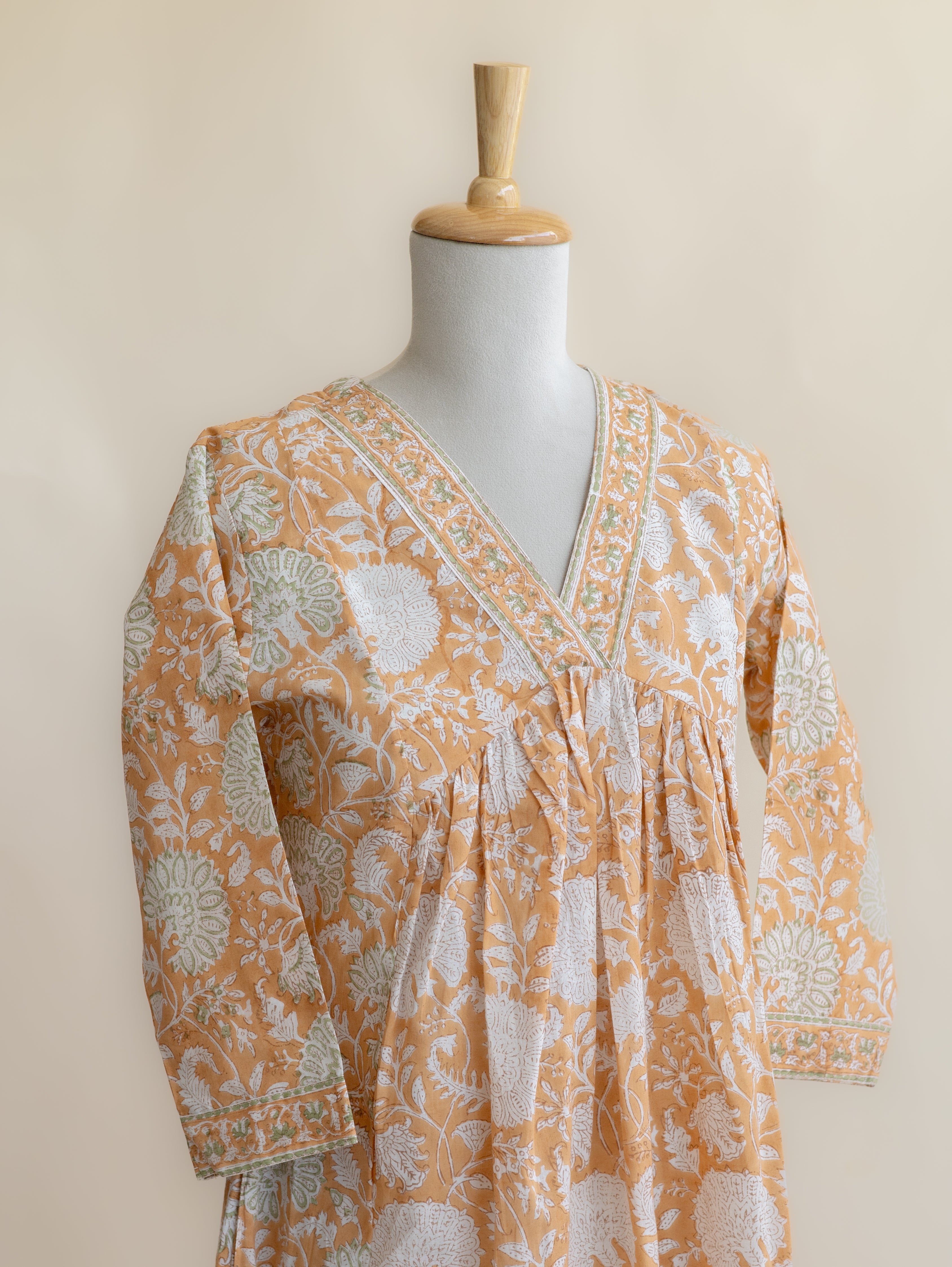 Nivra Cotton Block Printed A-Line Kurta