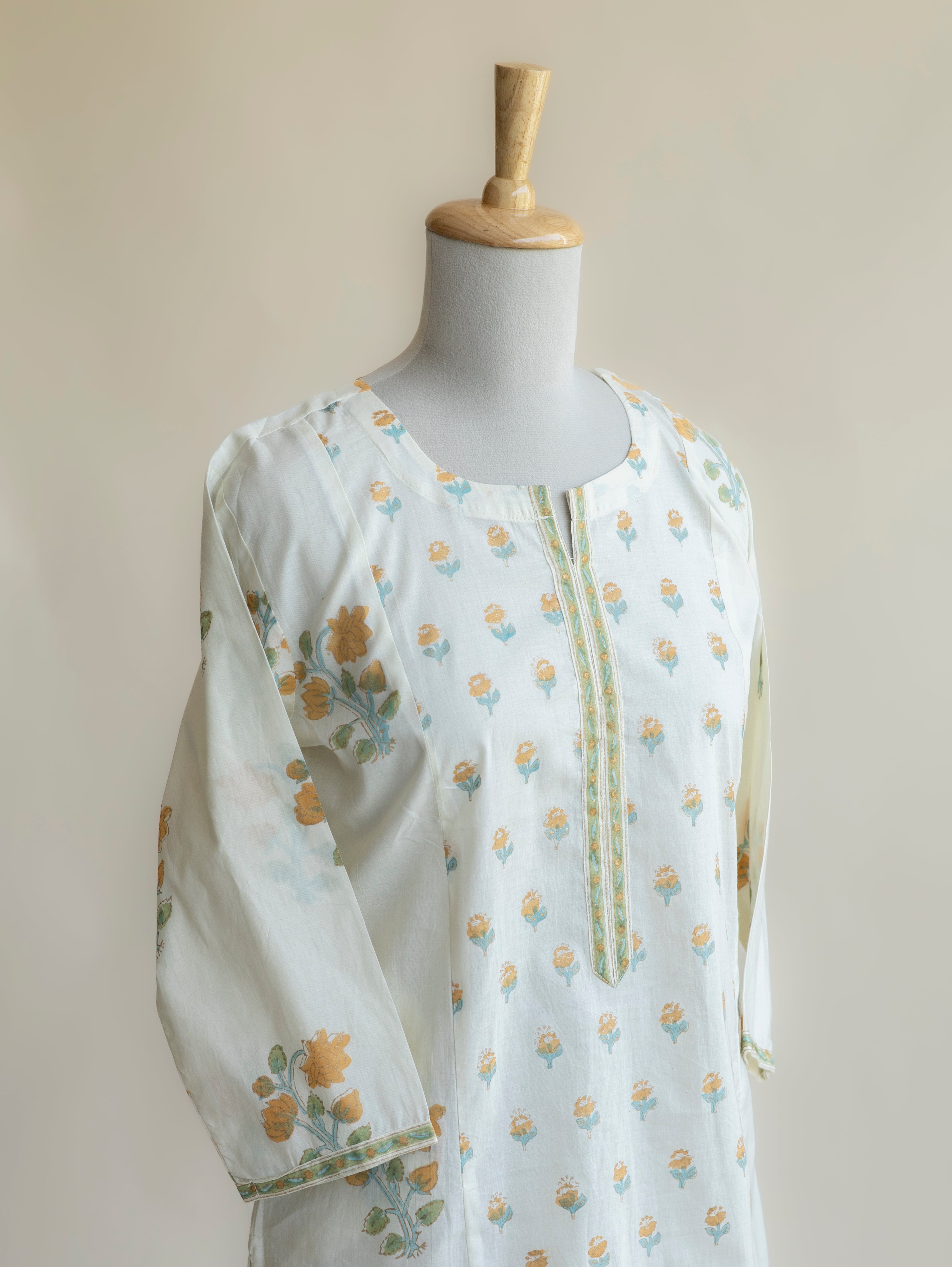 Dhanushya Cotton Block Printed Straight Kurta