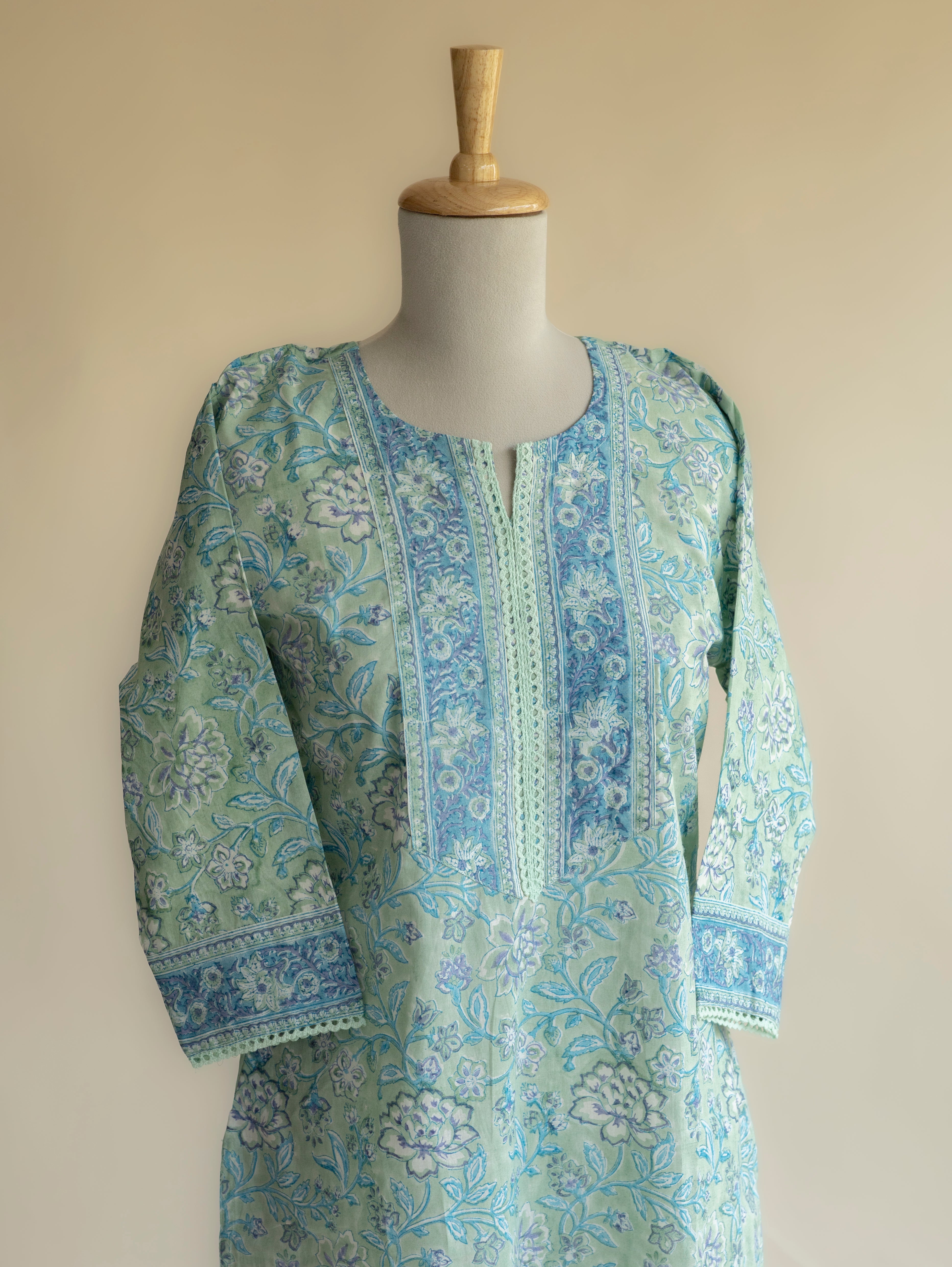 Febin Cotton Block Printed Straight Kurta