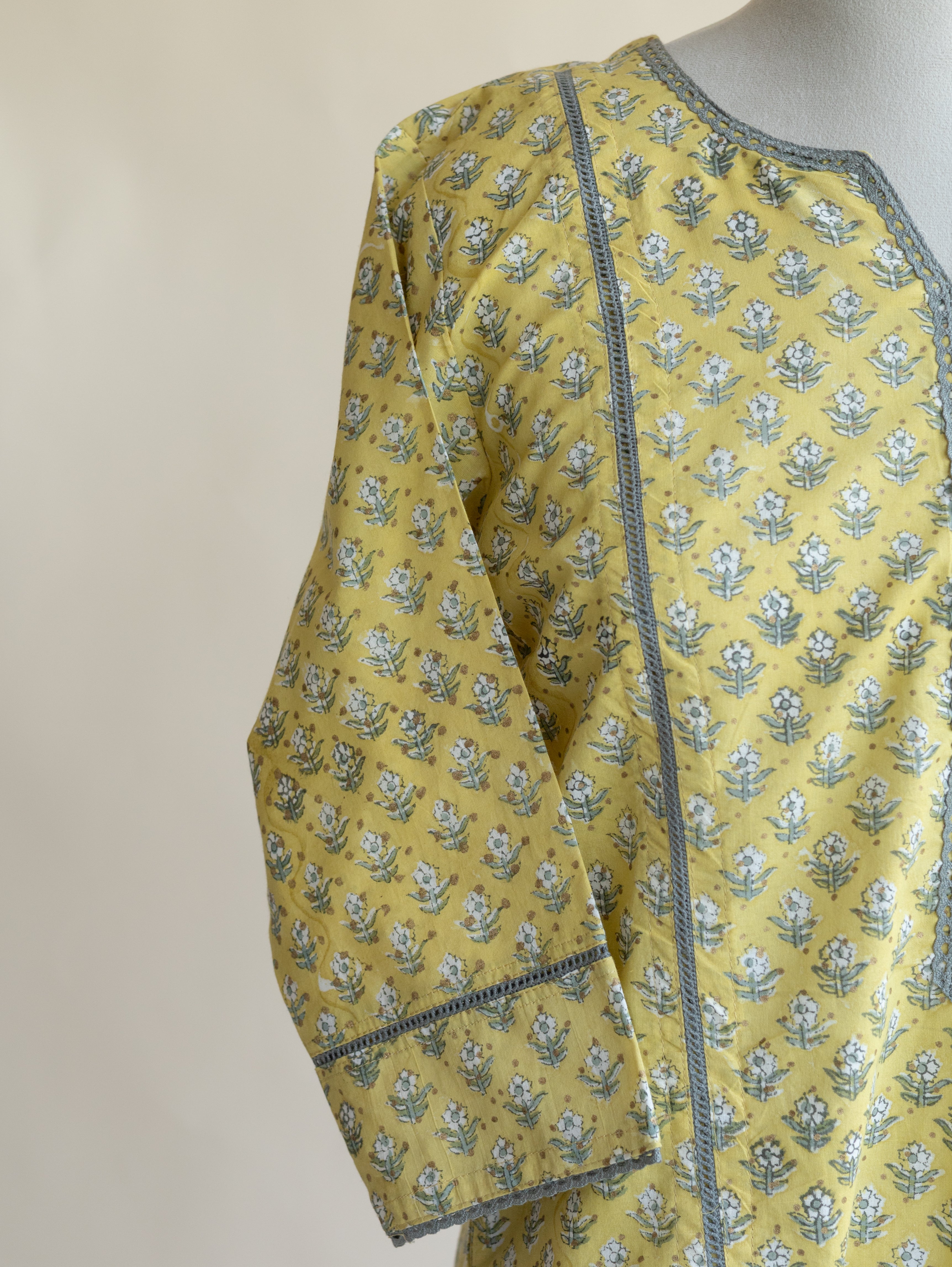 Ziva Cotton Block Printed Straight Kurta