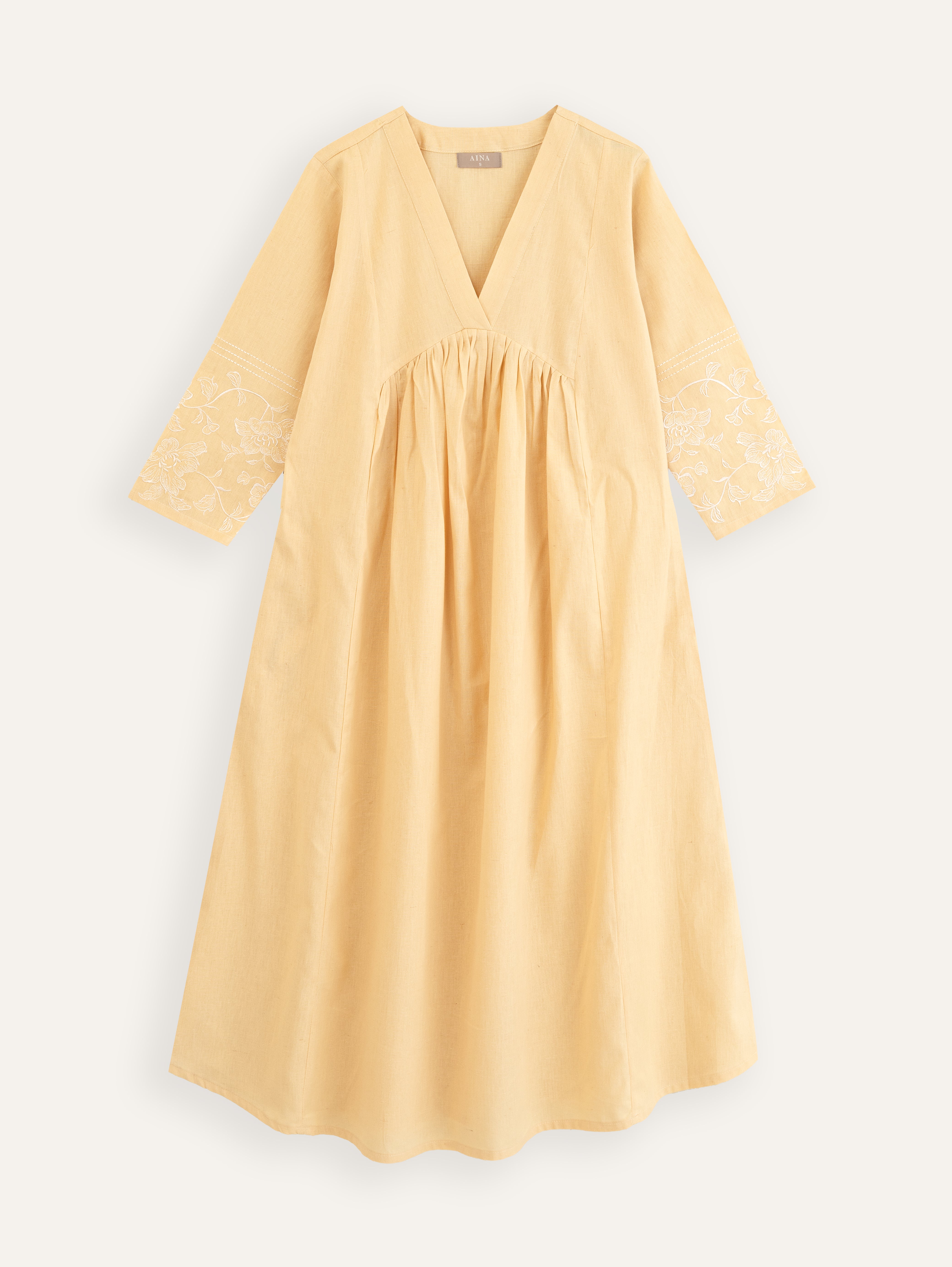 Haneen Cotton Flax Embroidered A-Line Kurta