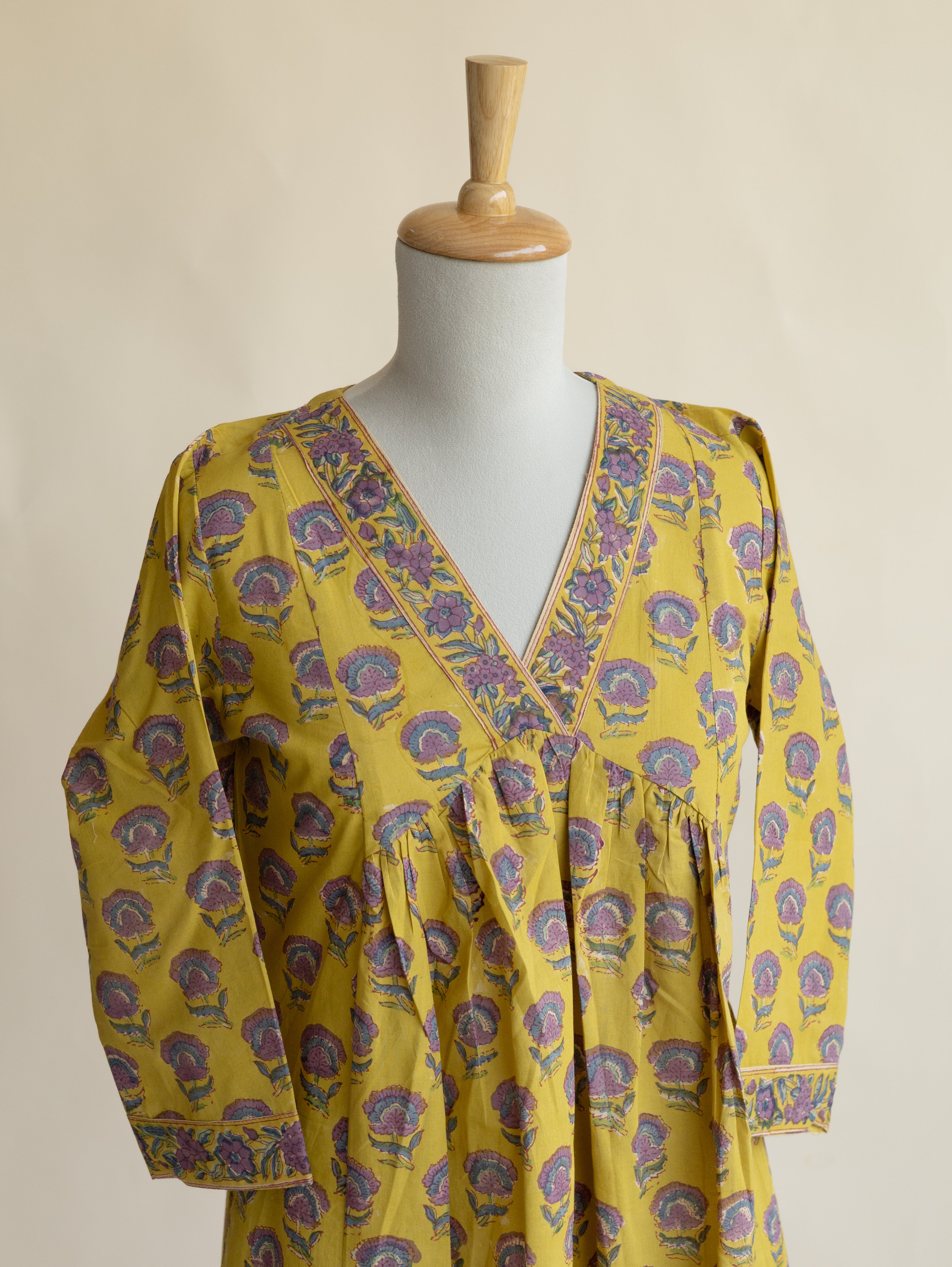 Anara Cotton Block Printed A-Line Kurta