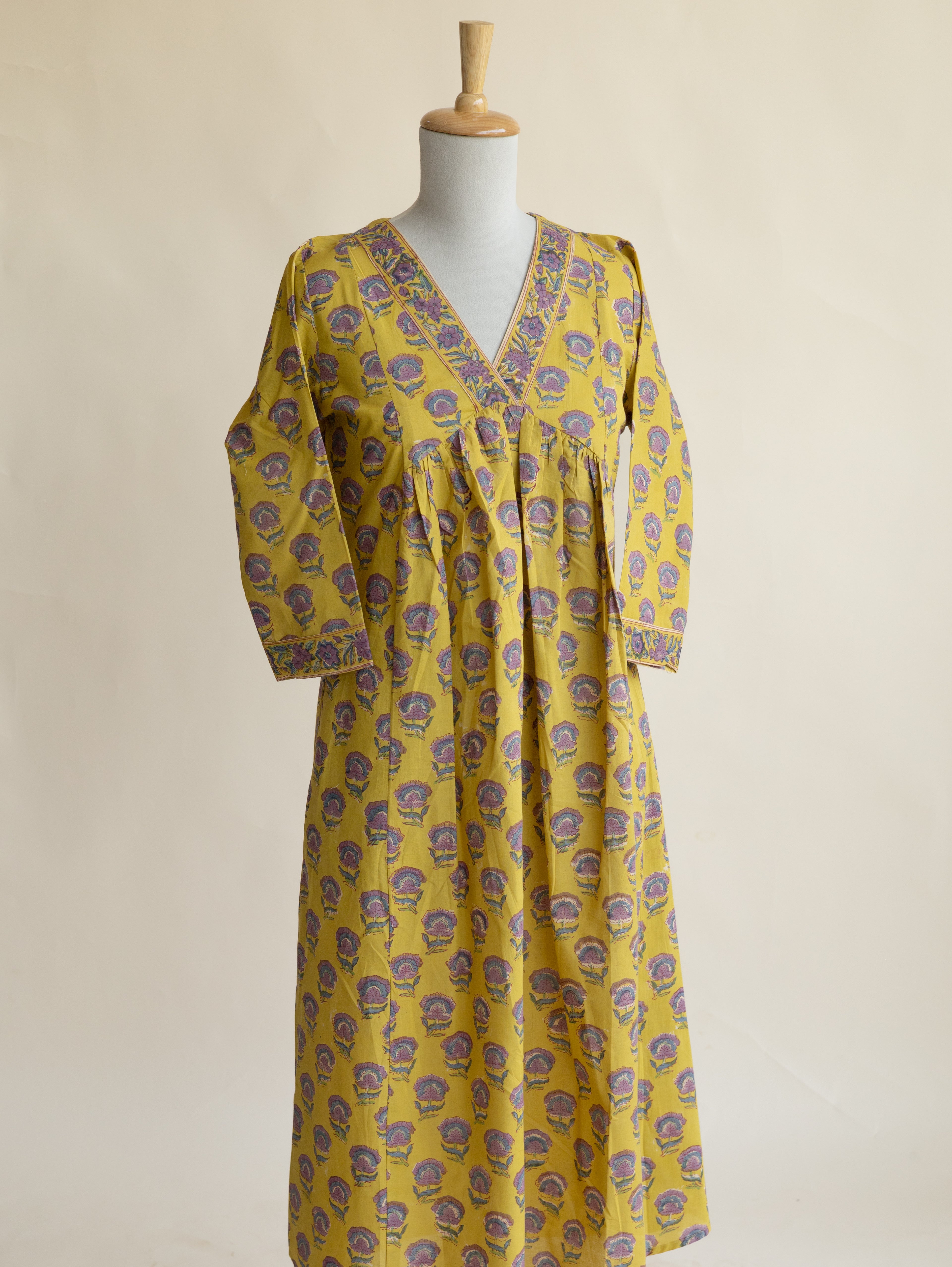 Anara Cotton Block Printed A-Line Kurta