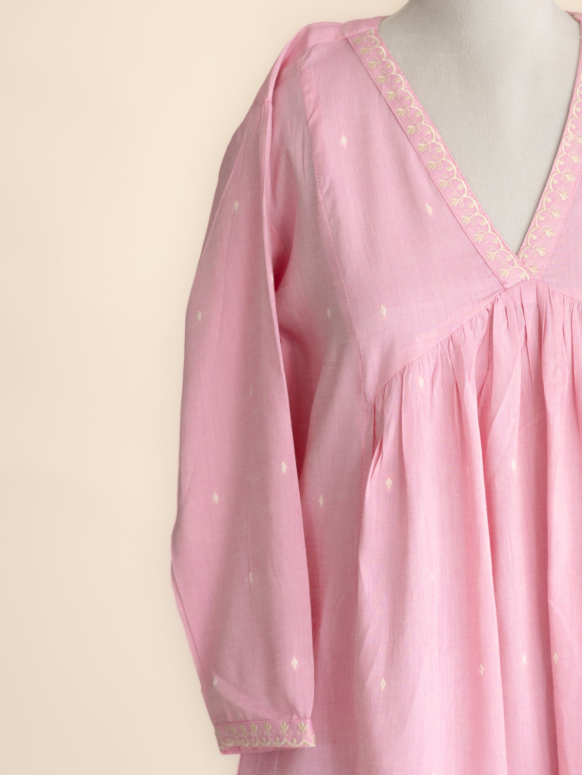 Yuvani Cotton Handloom Embroidered A-Line Kurta