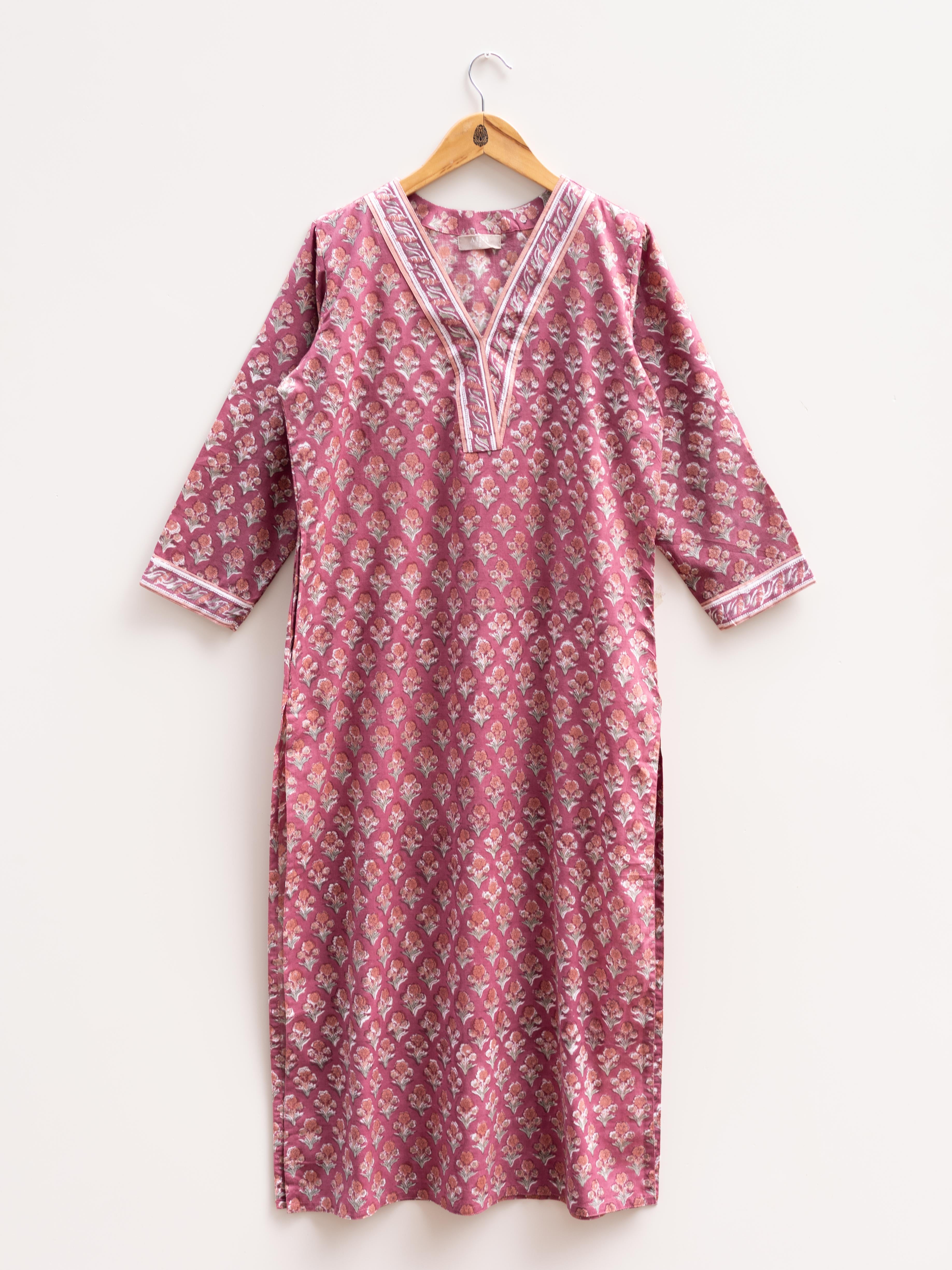 Cotton Block Printed Straight Kurta