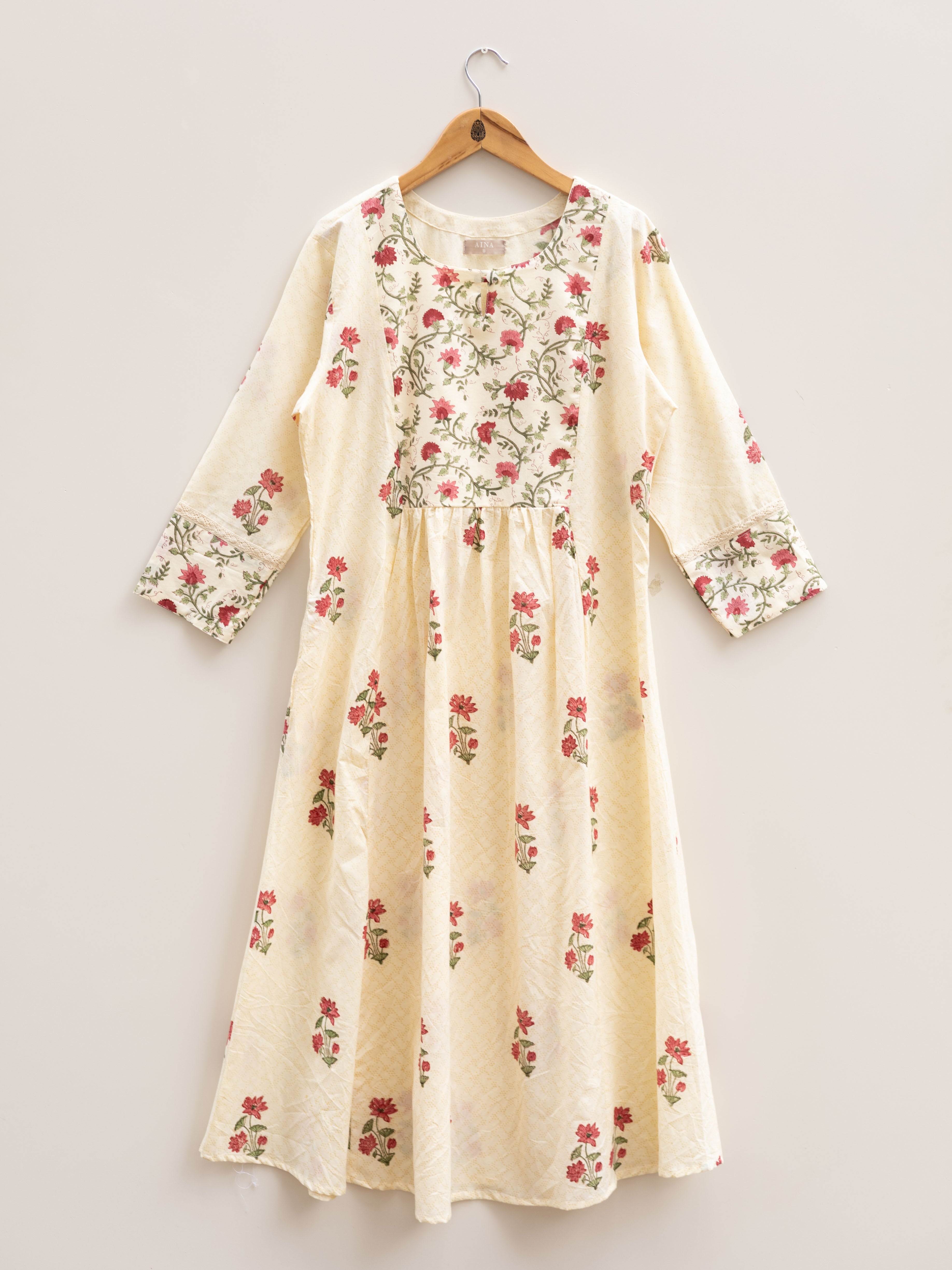 Cotton Block Printed A Line Kurta