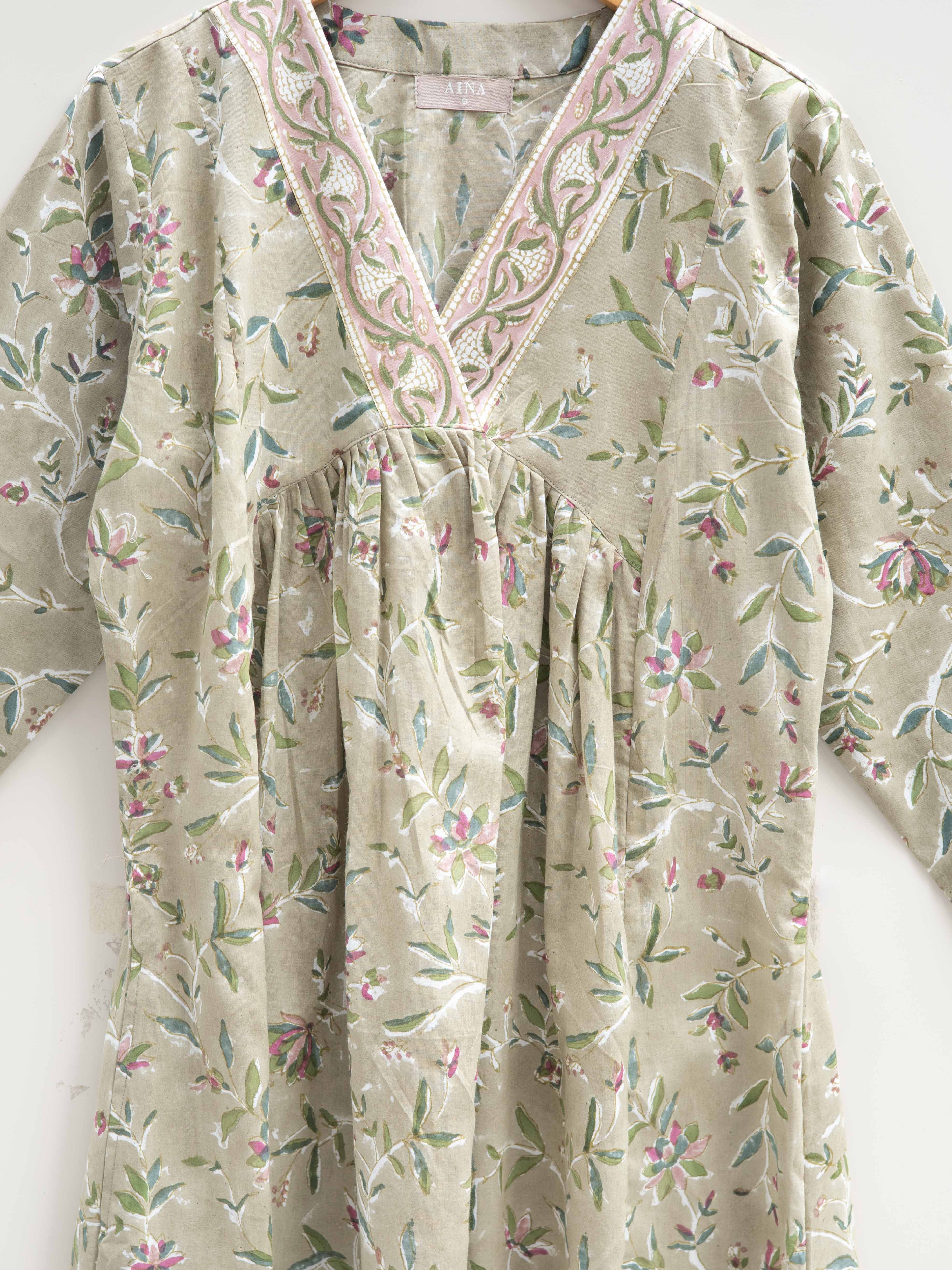 Cotton Block Printed A Line Kurta