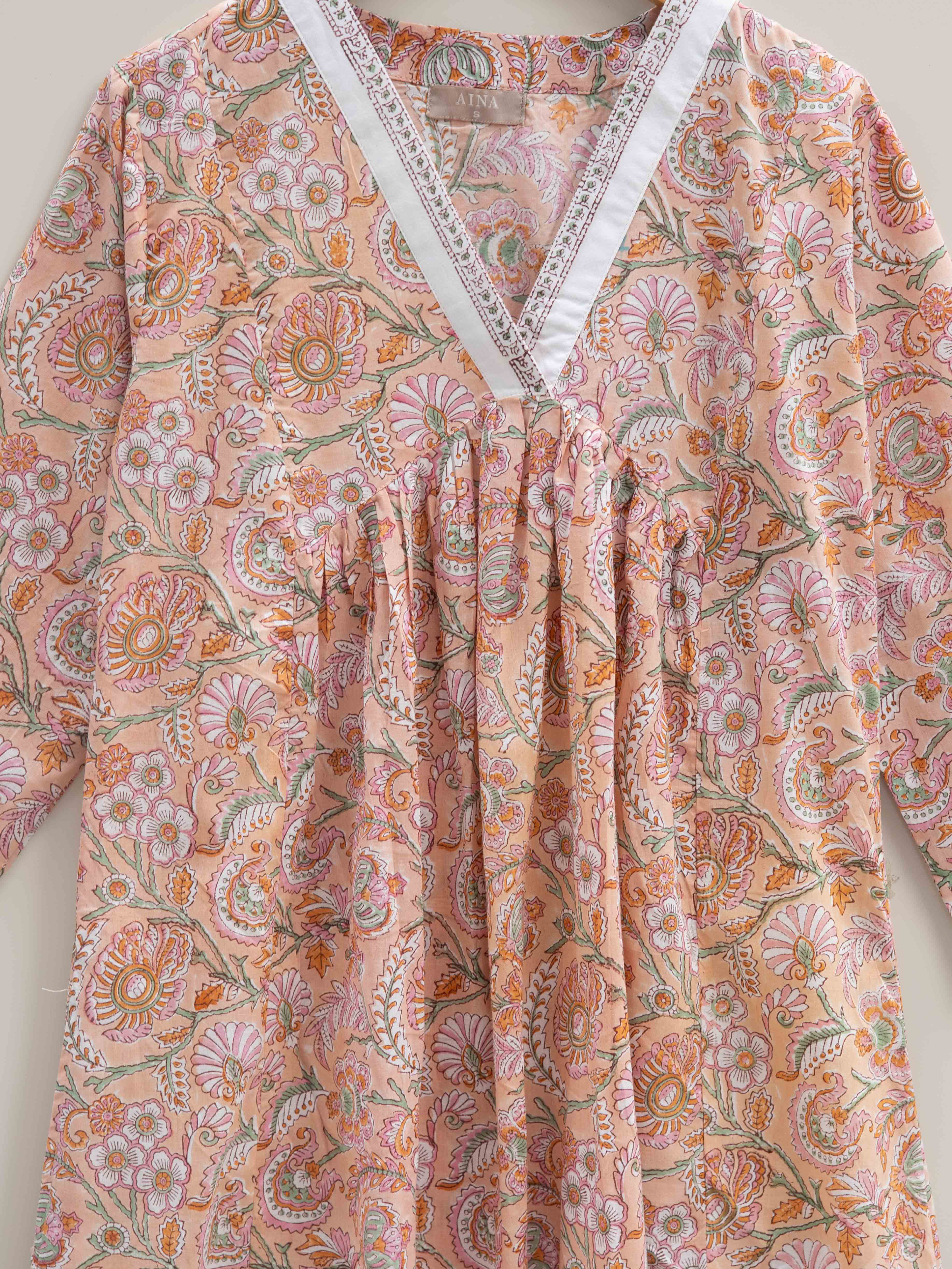 Cotton Block Printed A Line Kurta