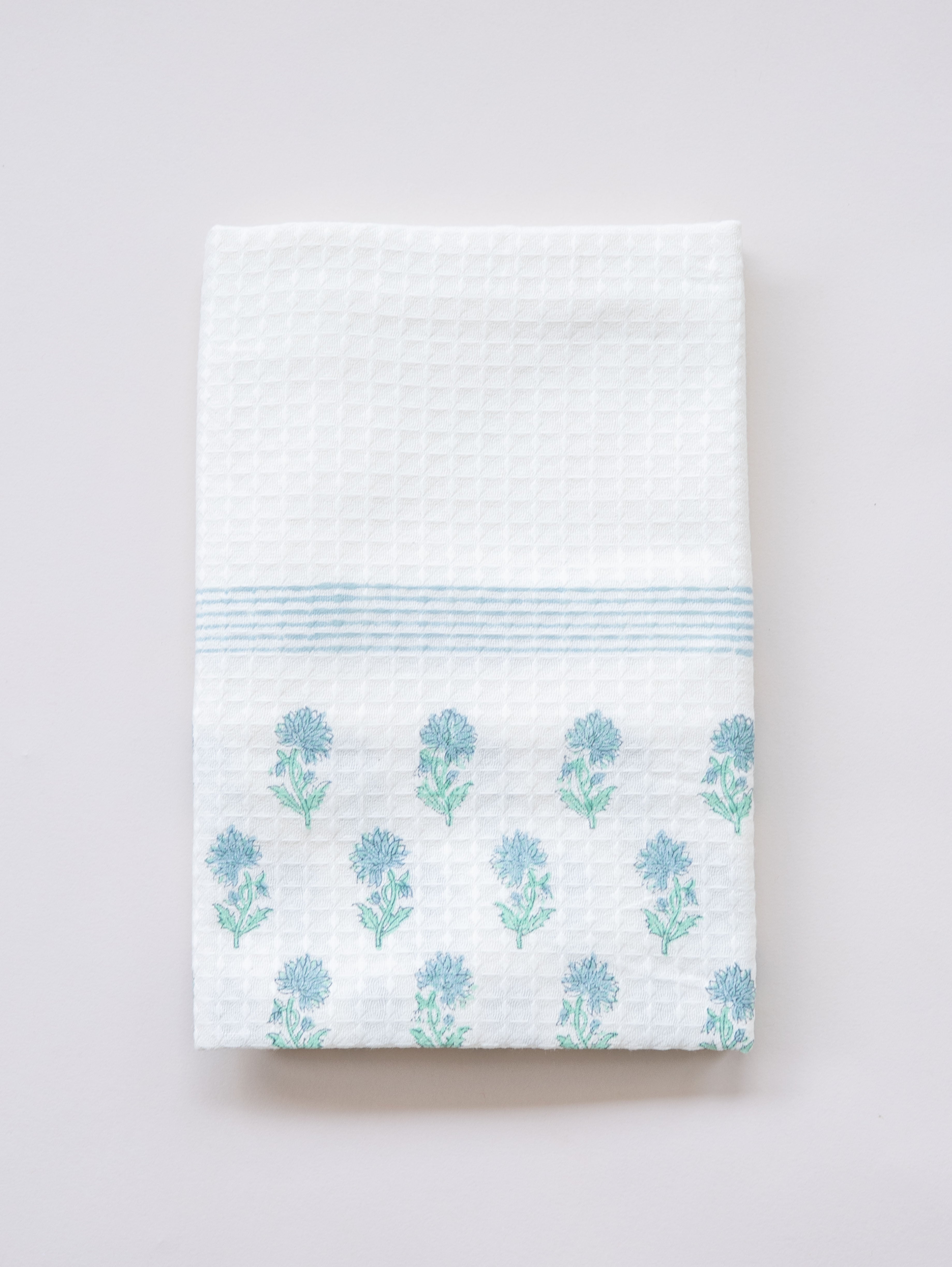 Cotton Block Printed Honeycomb Bath Towel