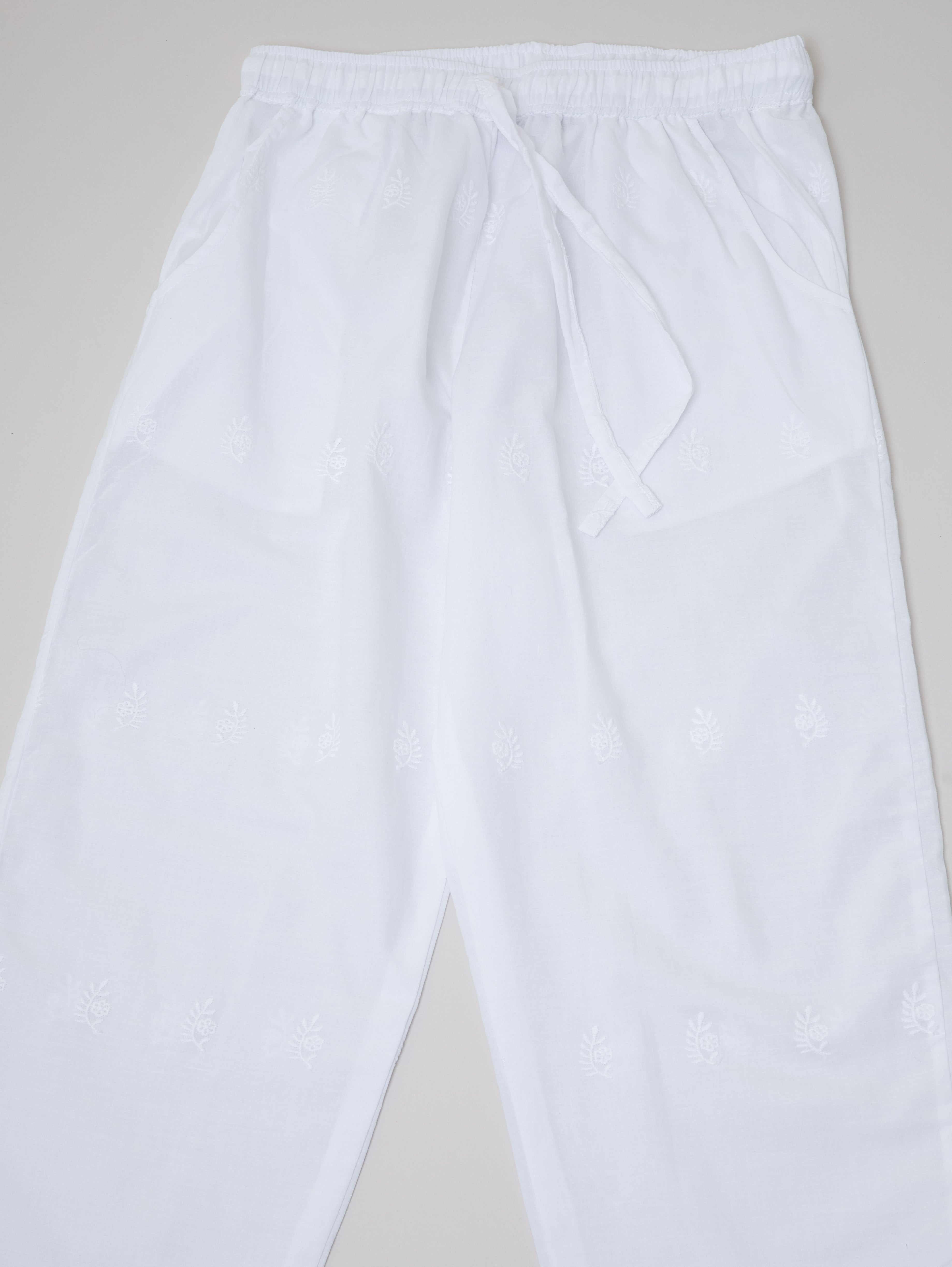 Cotton Embroidered Straight Pant