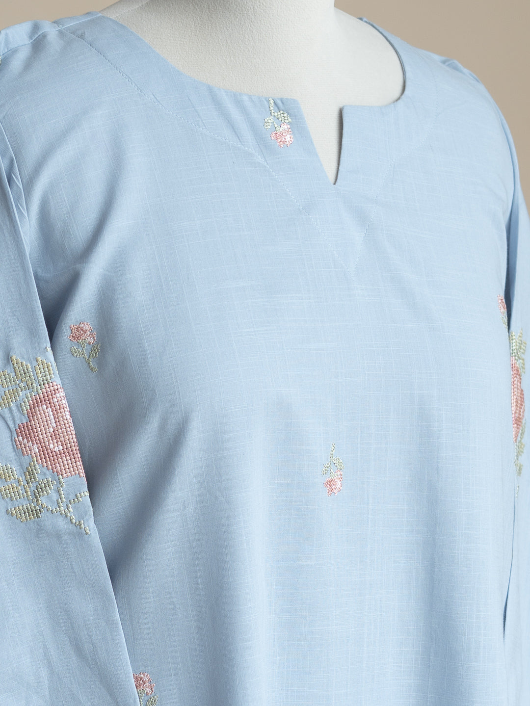 Anulya Cotton Embroidered A-Line Suit Set