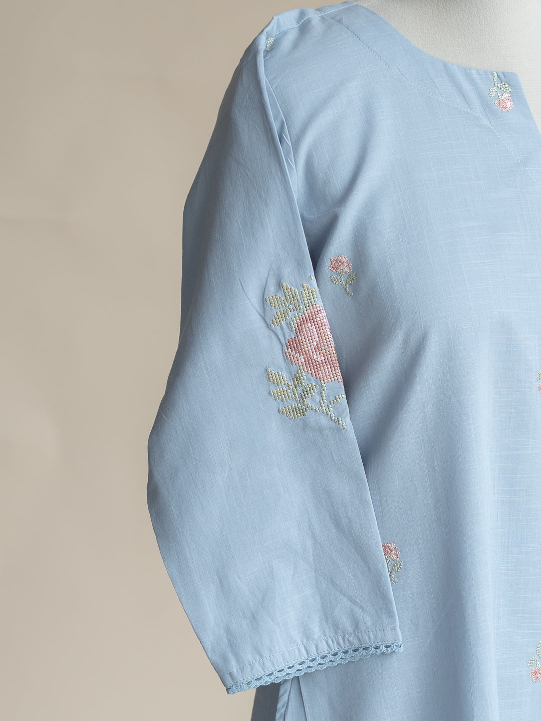 Anulya Cotton Embroidered A-Line Suit Set