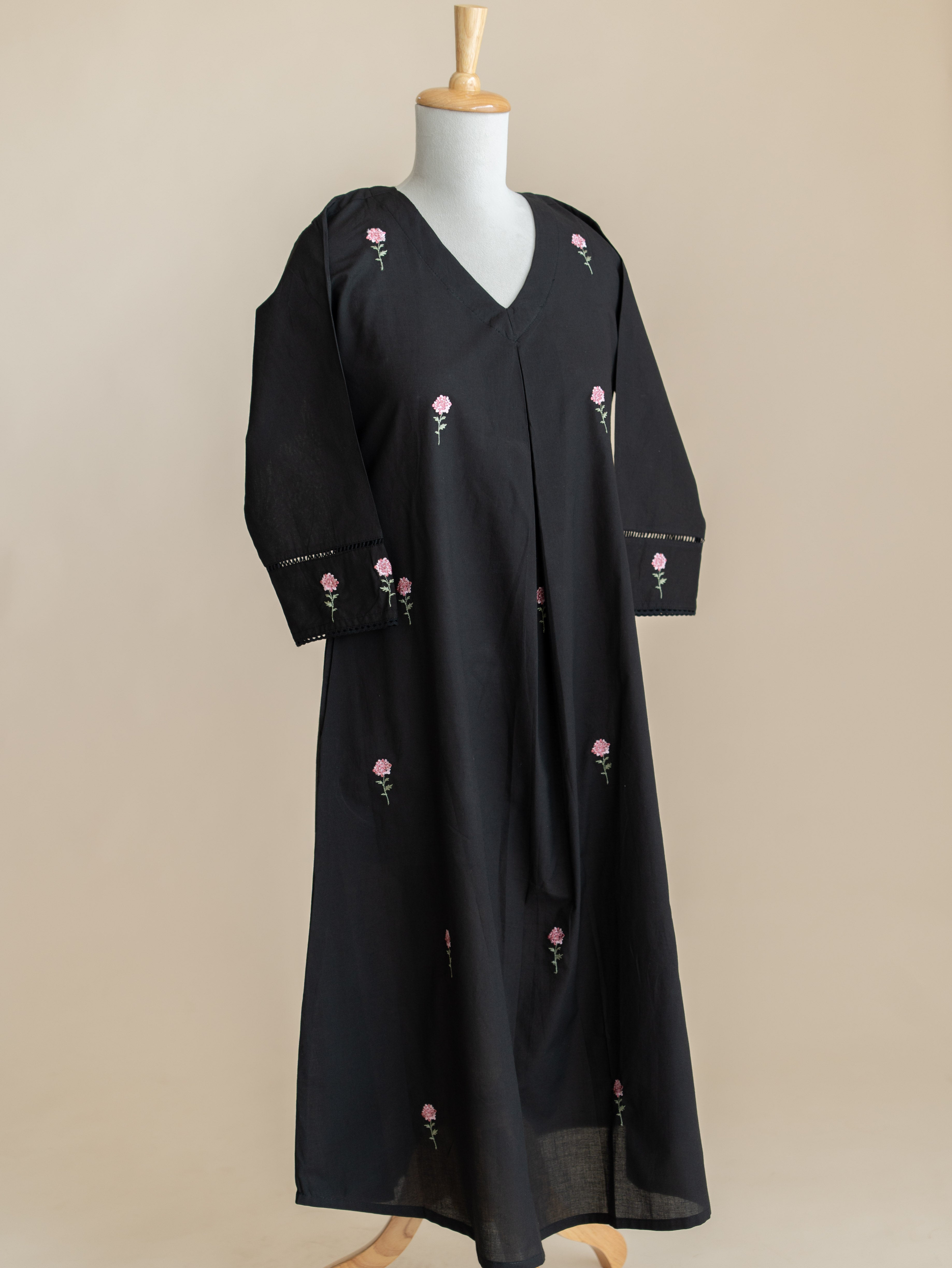 Leya Cotton Embroidered A-Line Kurta