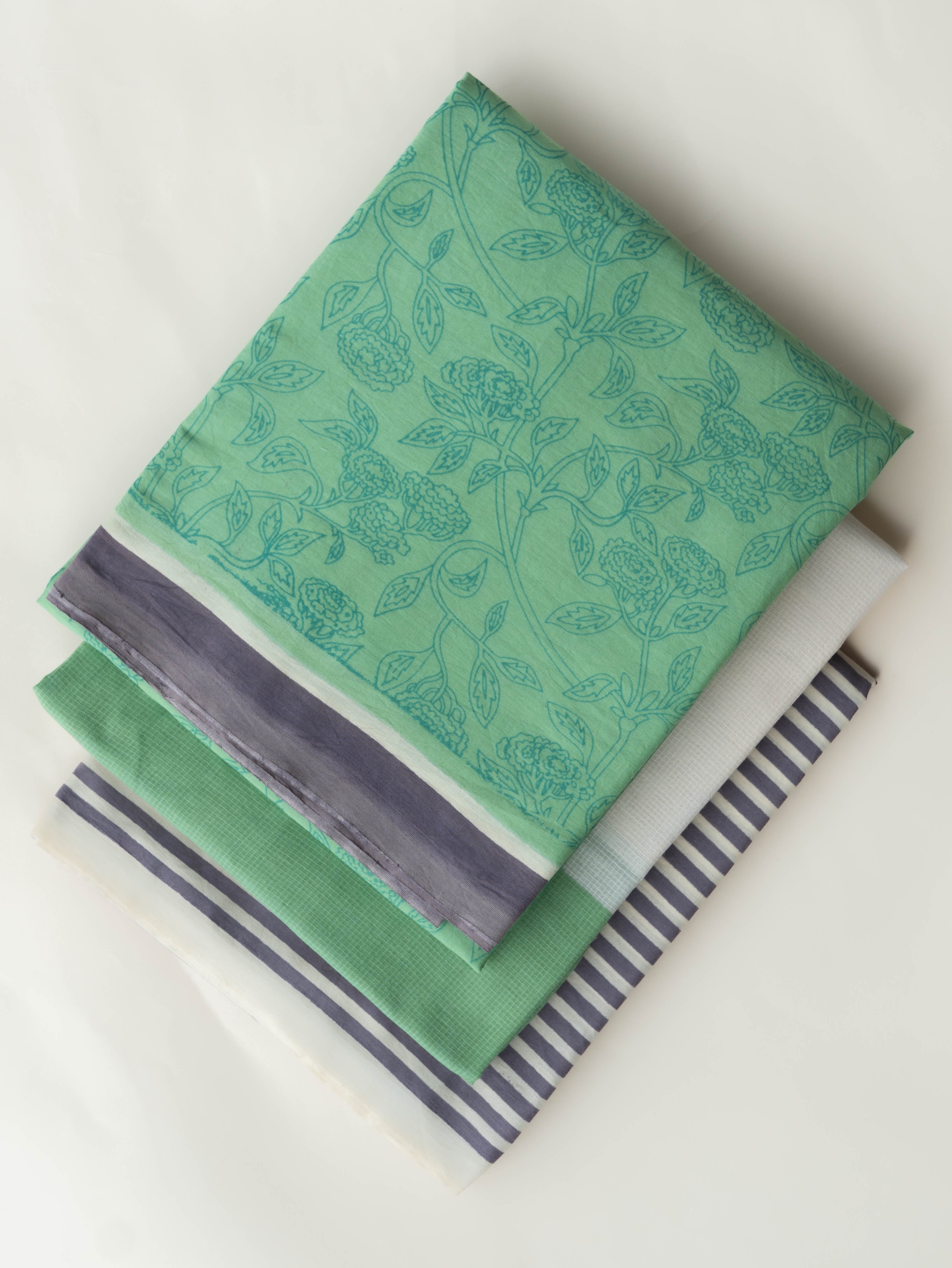 Anaya Cotton Mulmul Block Printed Unstitched Suit - 3 Piece