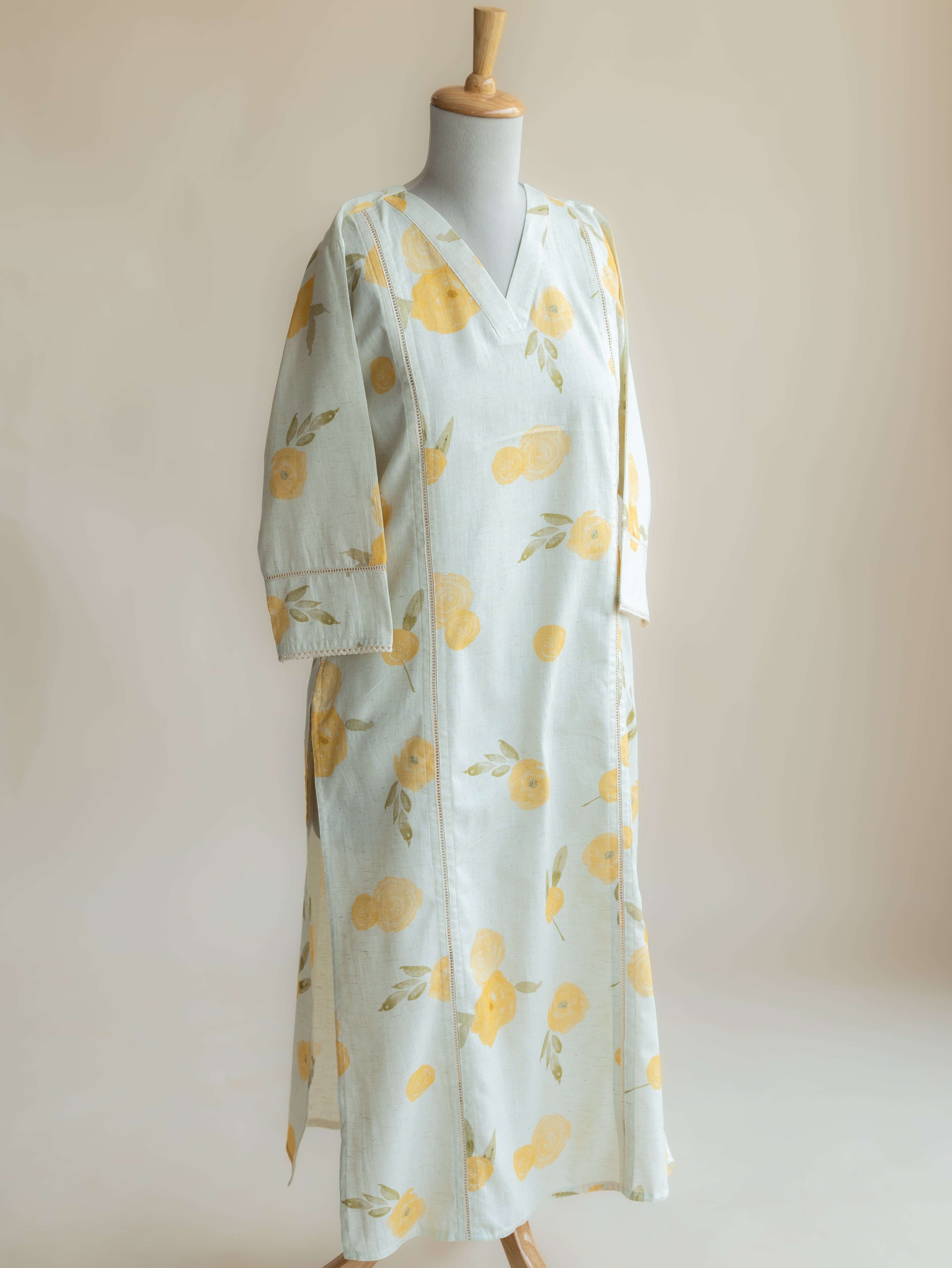 Nikhath Cotton Flax Digital Print Straight Kurta