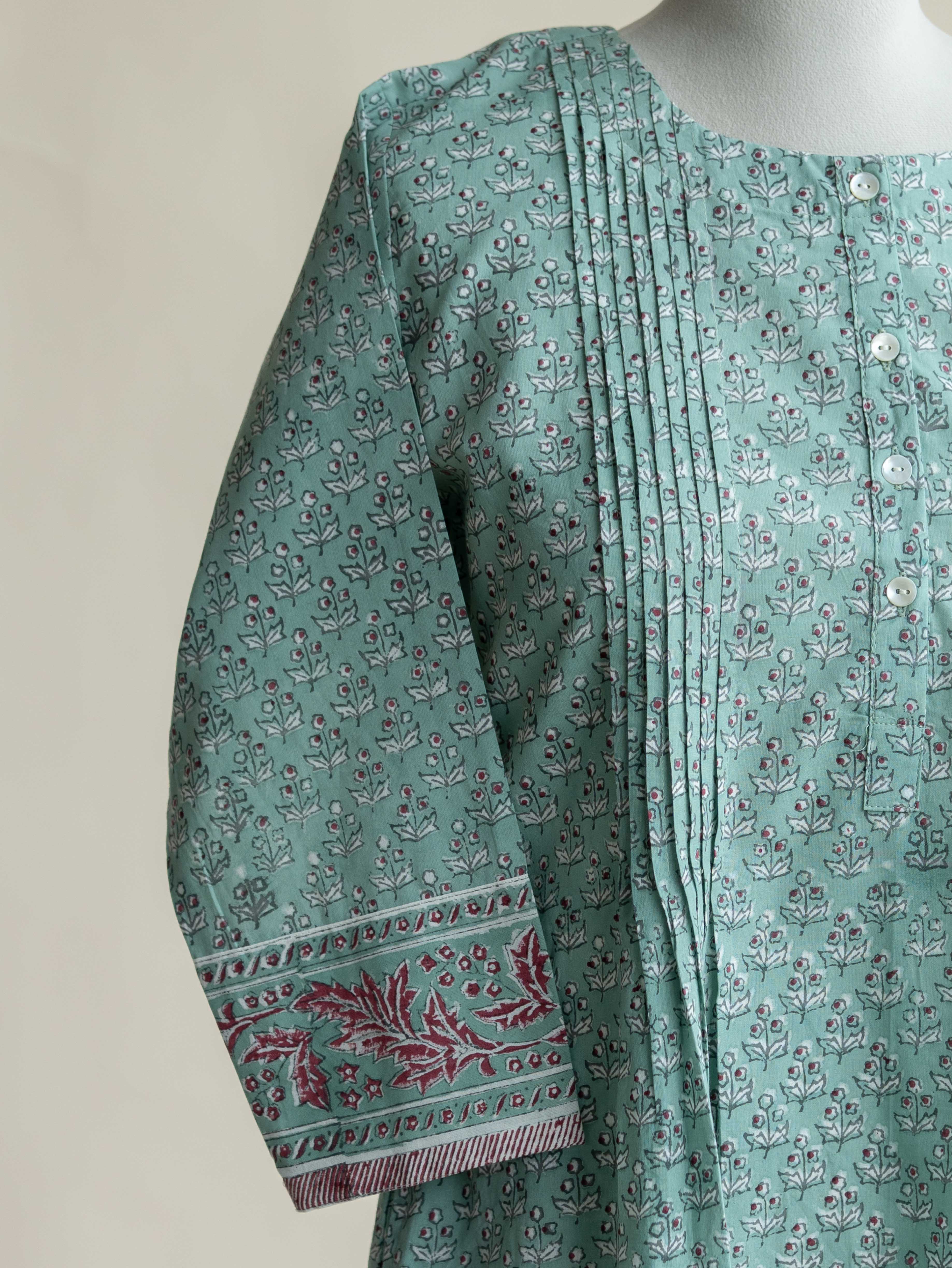 Ameliya Cotton Block Printed A-Line Kurta