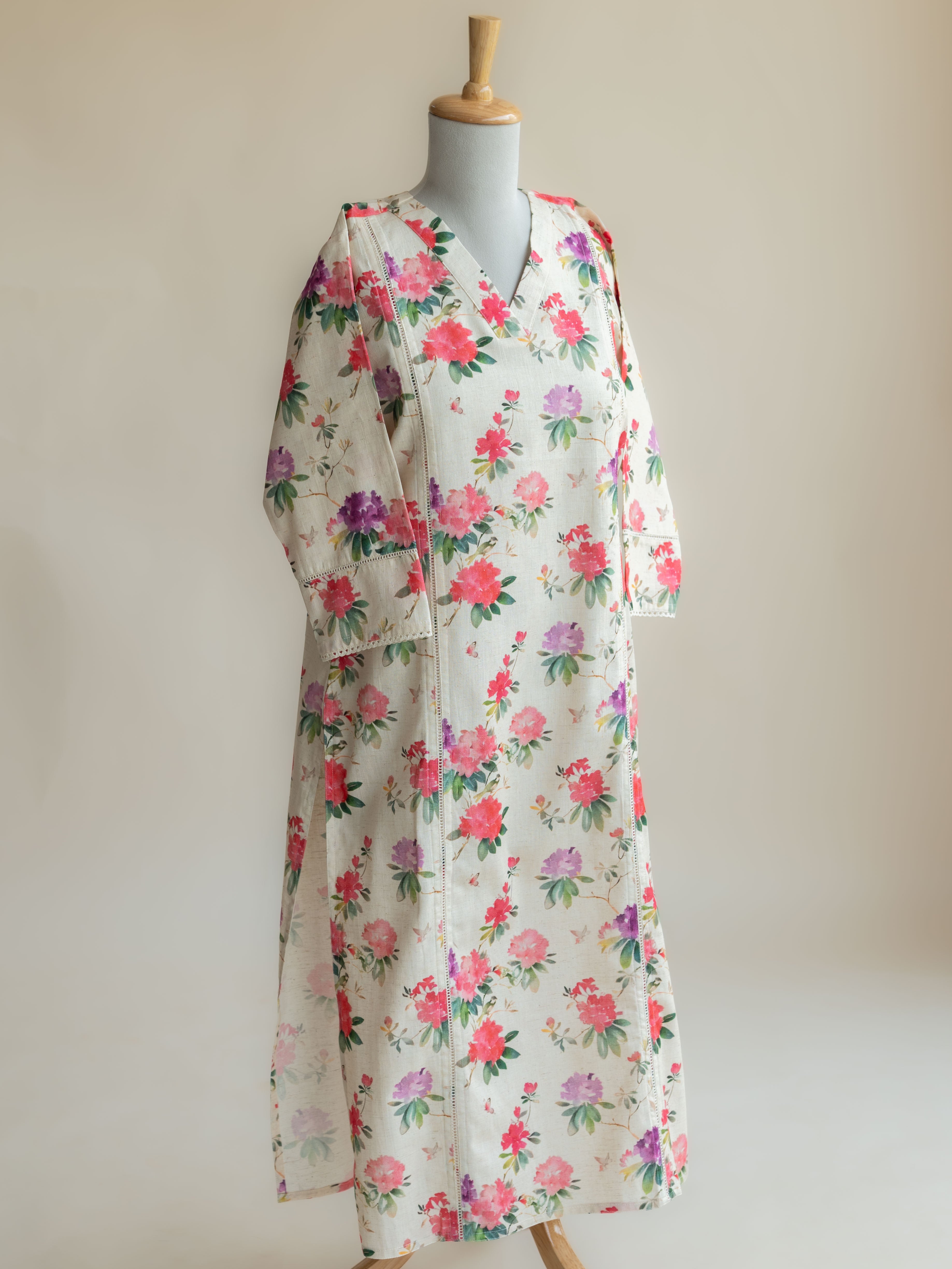 Abhaya Cotton Flax Digital Print Straight Kurta