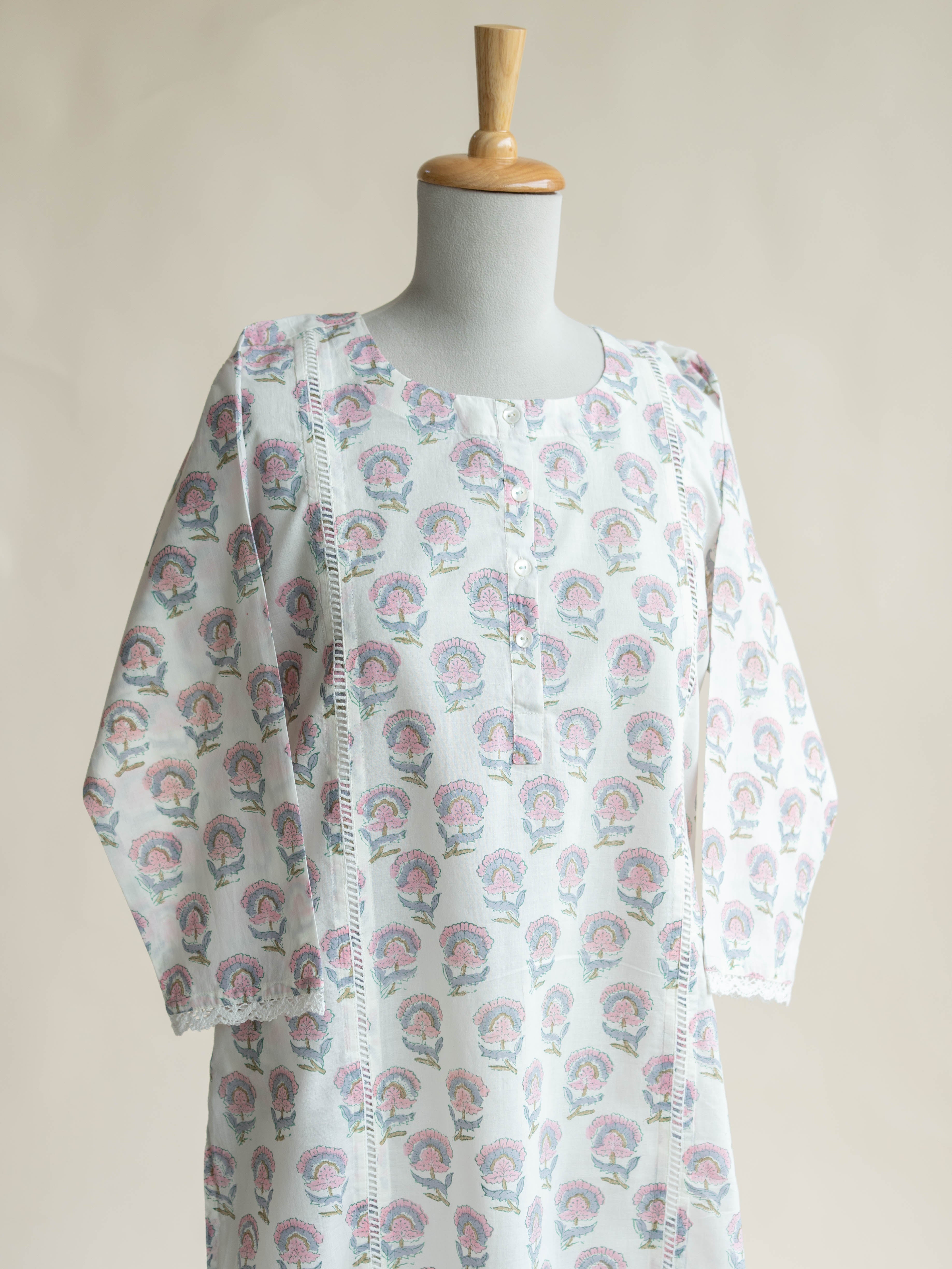 Taneeza Cotton Block Printed Straight Kurta