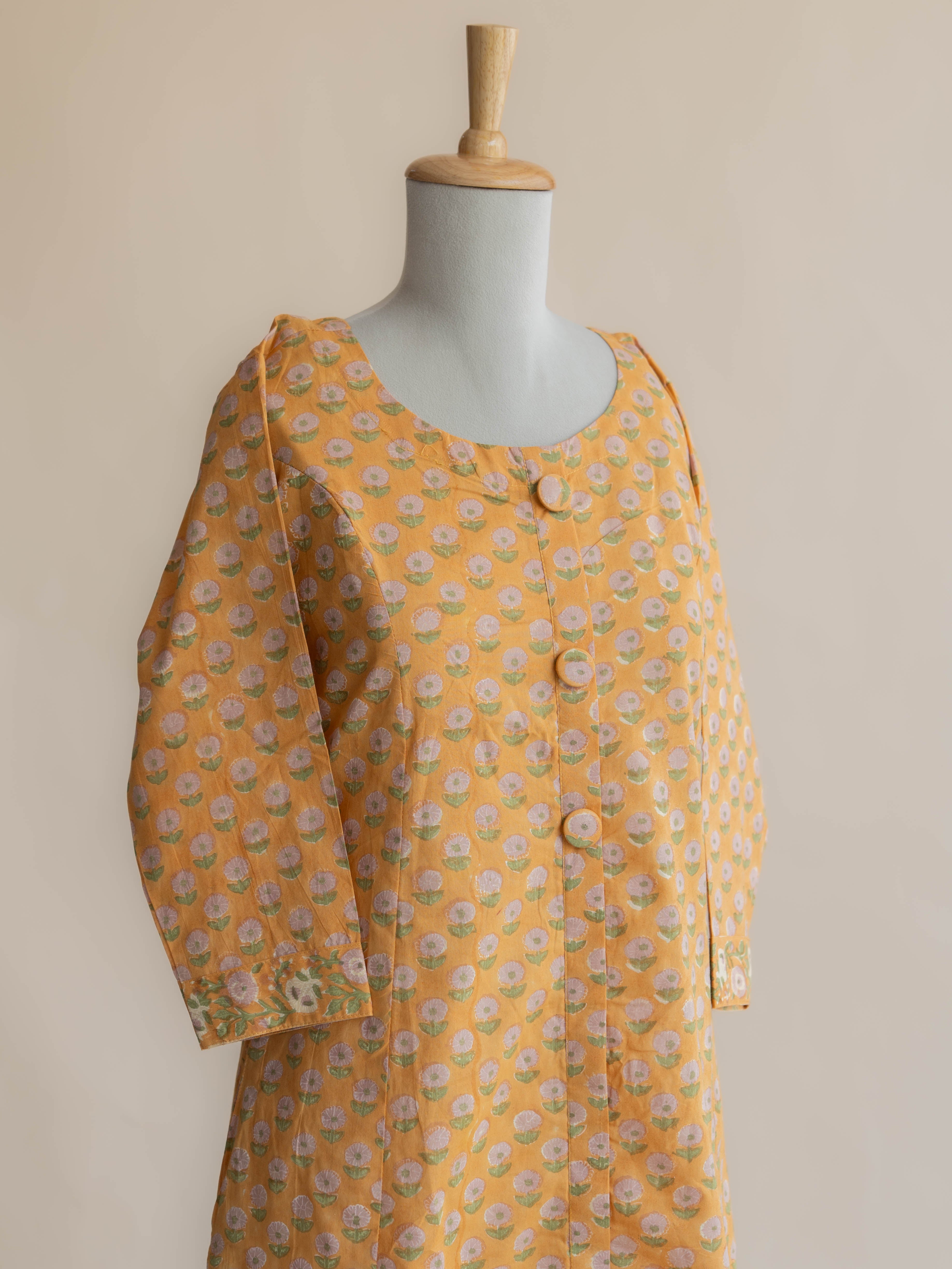 Faiha Cotton Block Printed A-line Kurta
