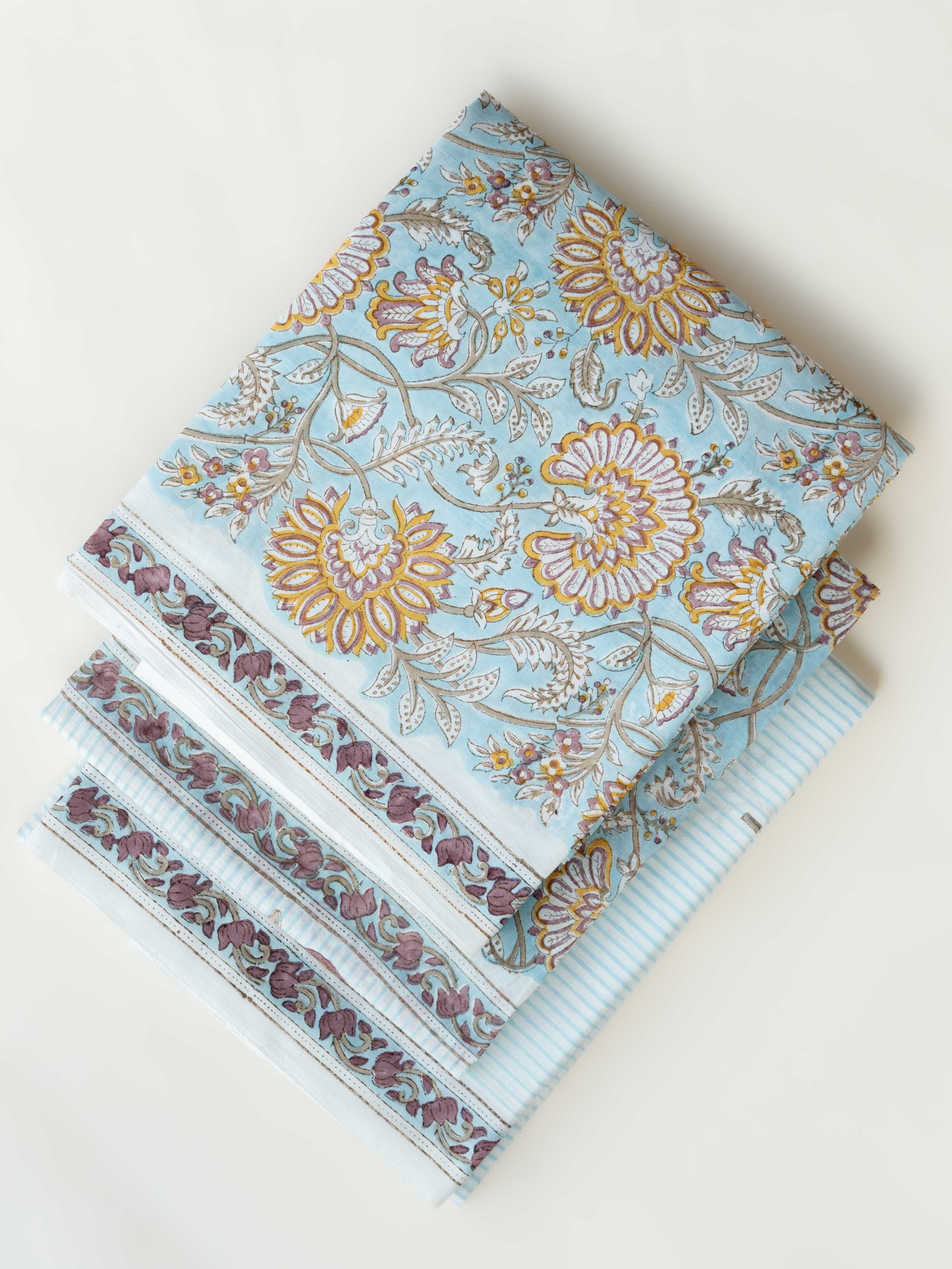 Sonia Cotton Block Printed Unstitched Suit Set - 3 Piece