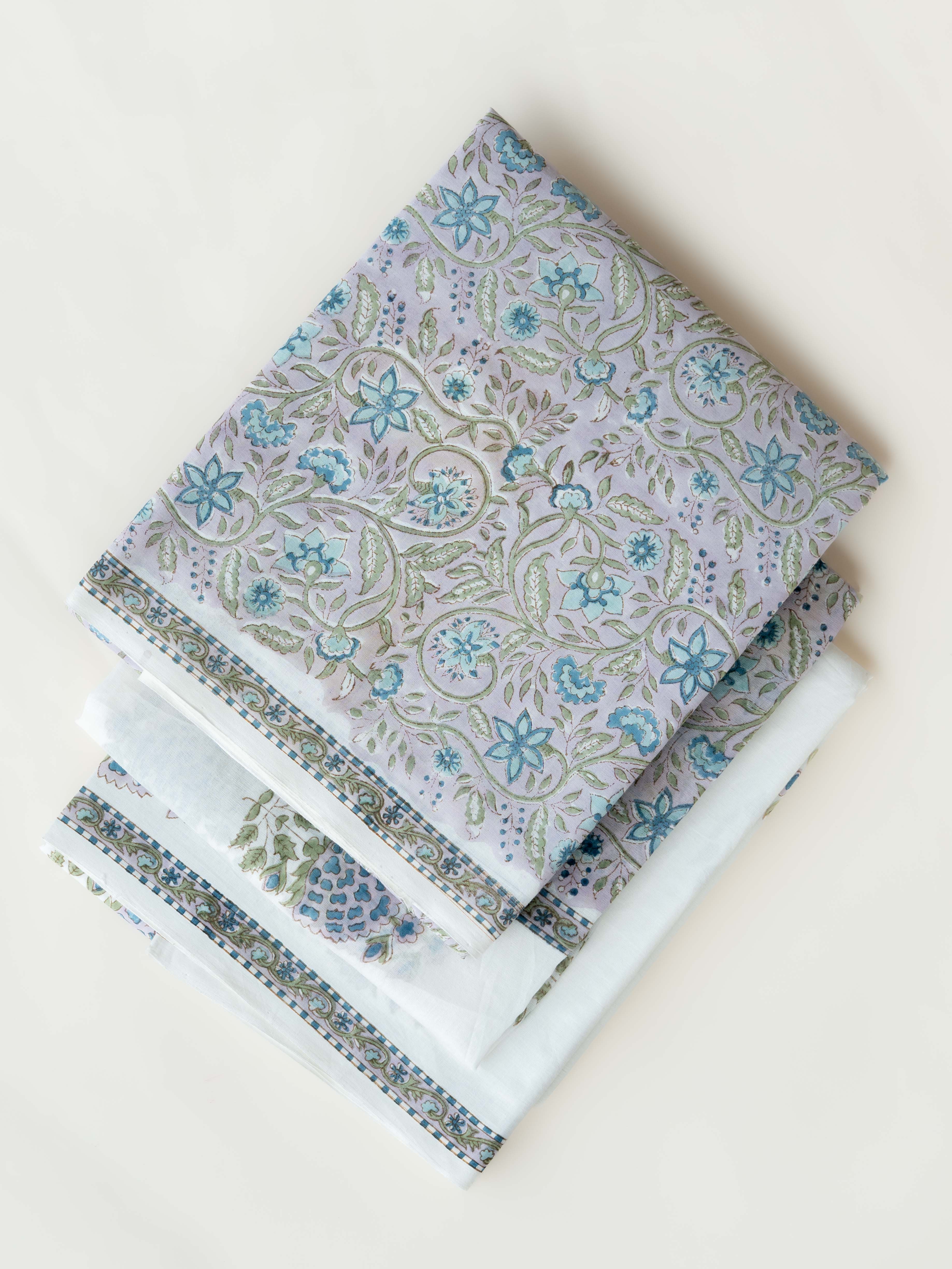Alka Cotton Block Printed Unstitched Suit Set - 3 Piece