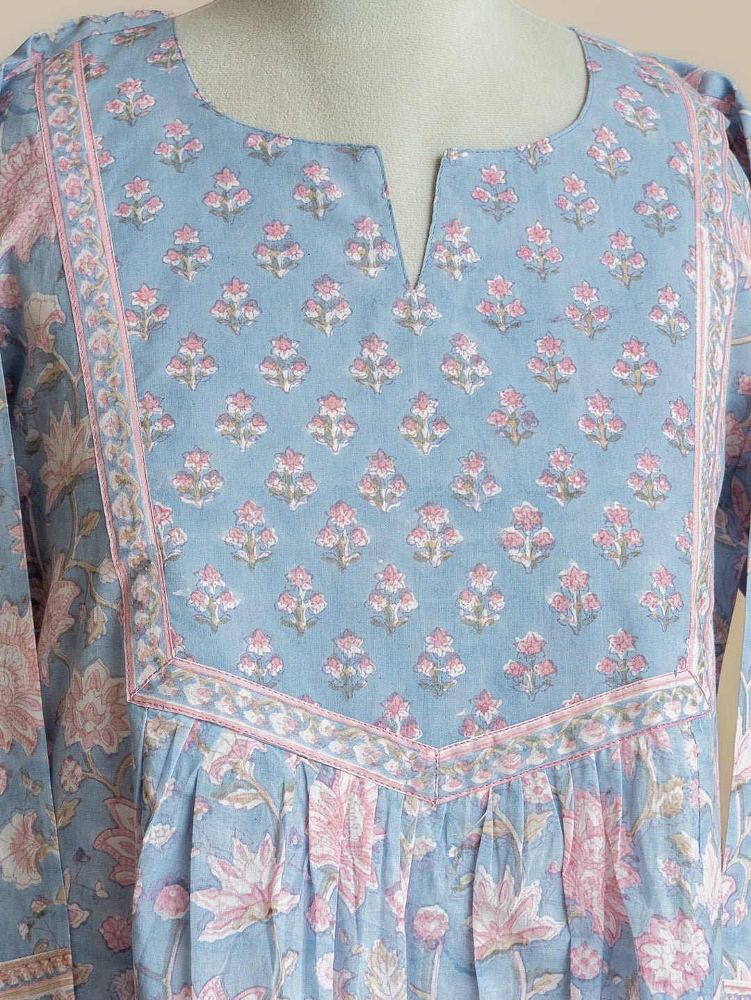 Mihira Cotton Block Printed A-Line Suit Set