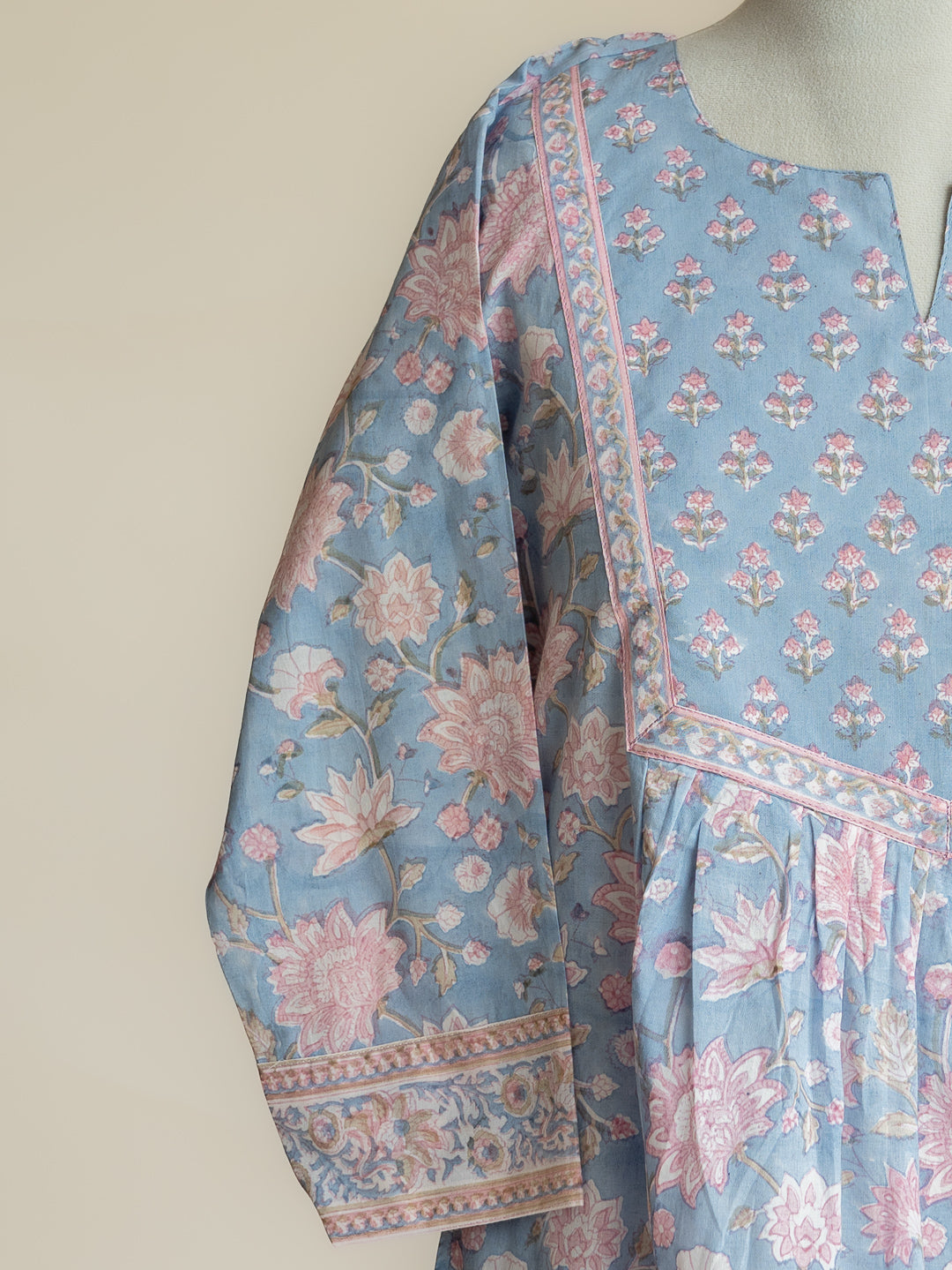 Mihira Cotton Block Printed A-Line Suit Set