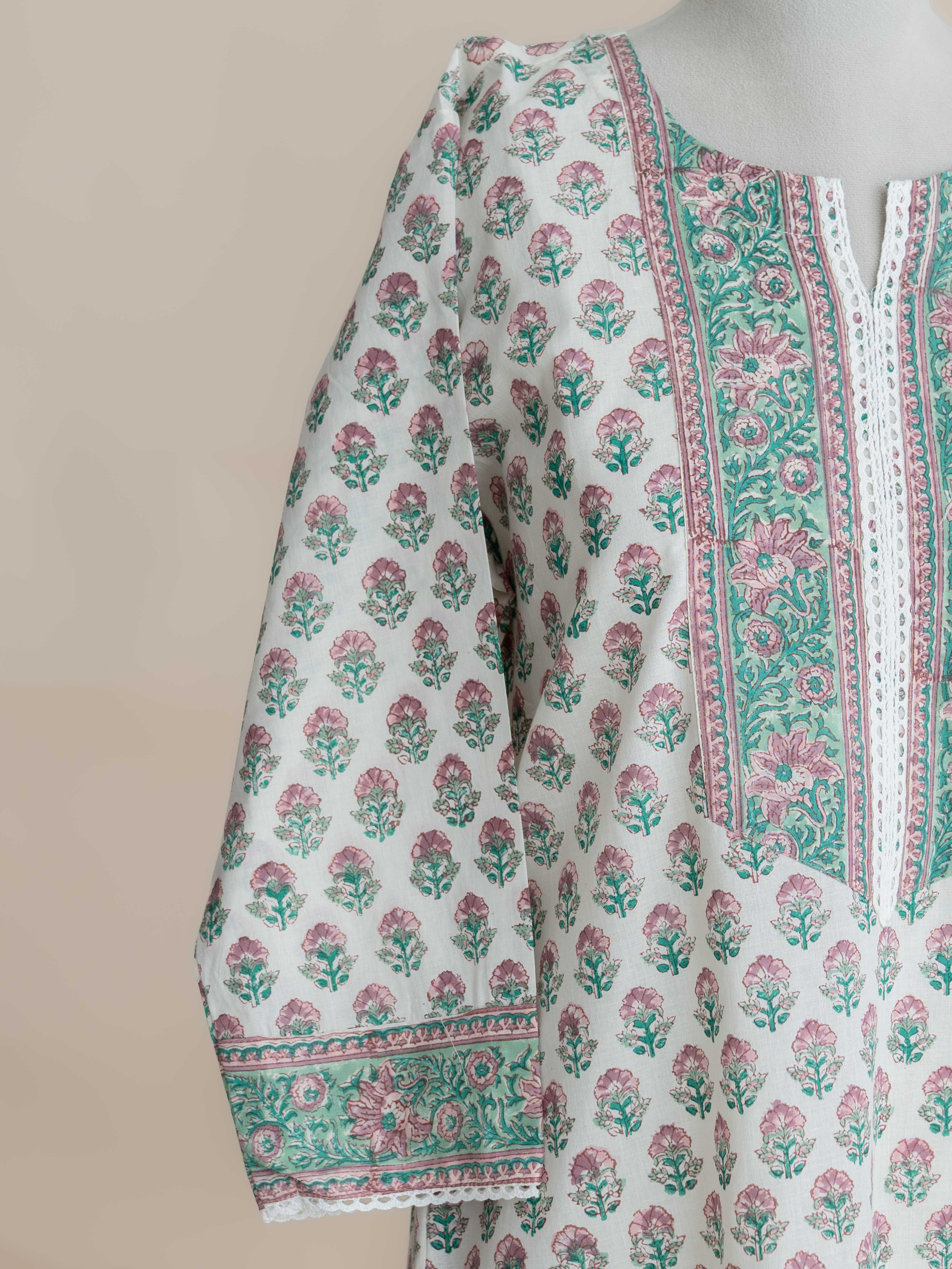Veyah Cotton Block Printed Straight Kurta