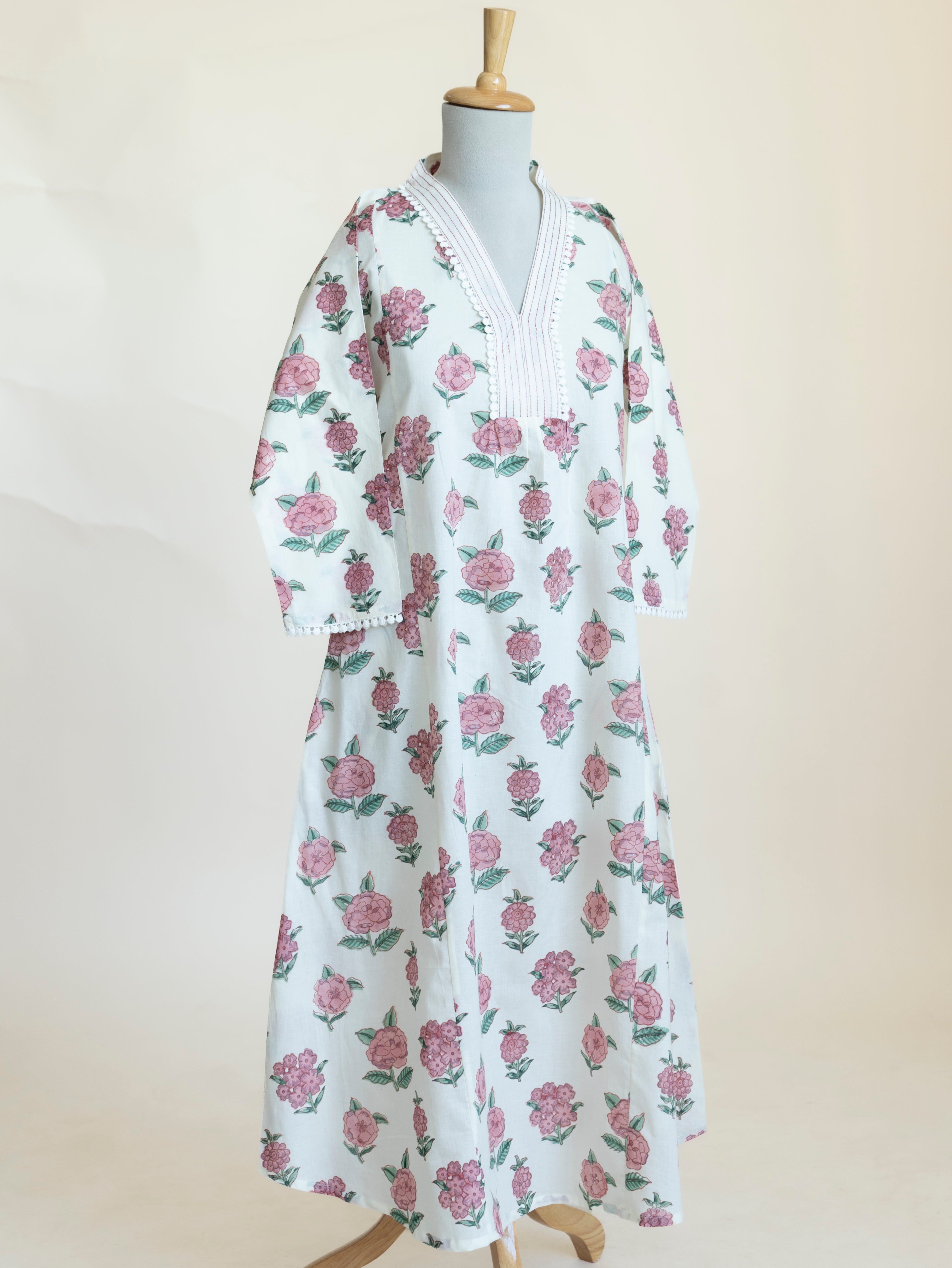 Urvika Cotton Block Printed A-Line Kurta