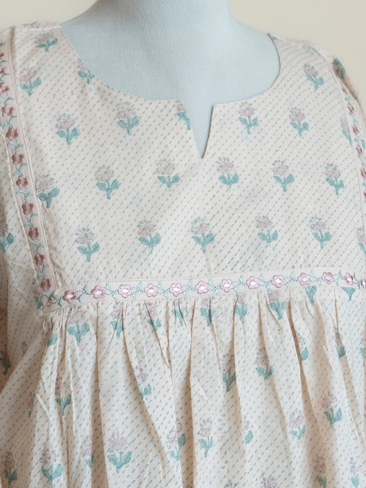Avelia Cotton Block Printed A-Line Kurta