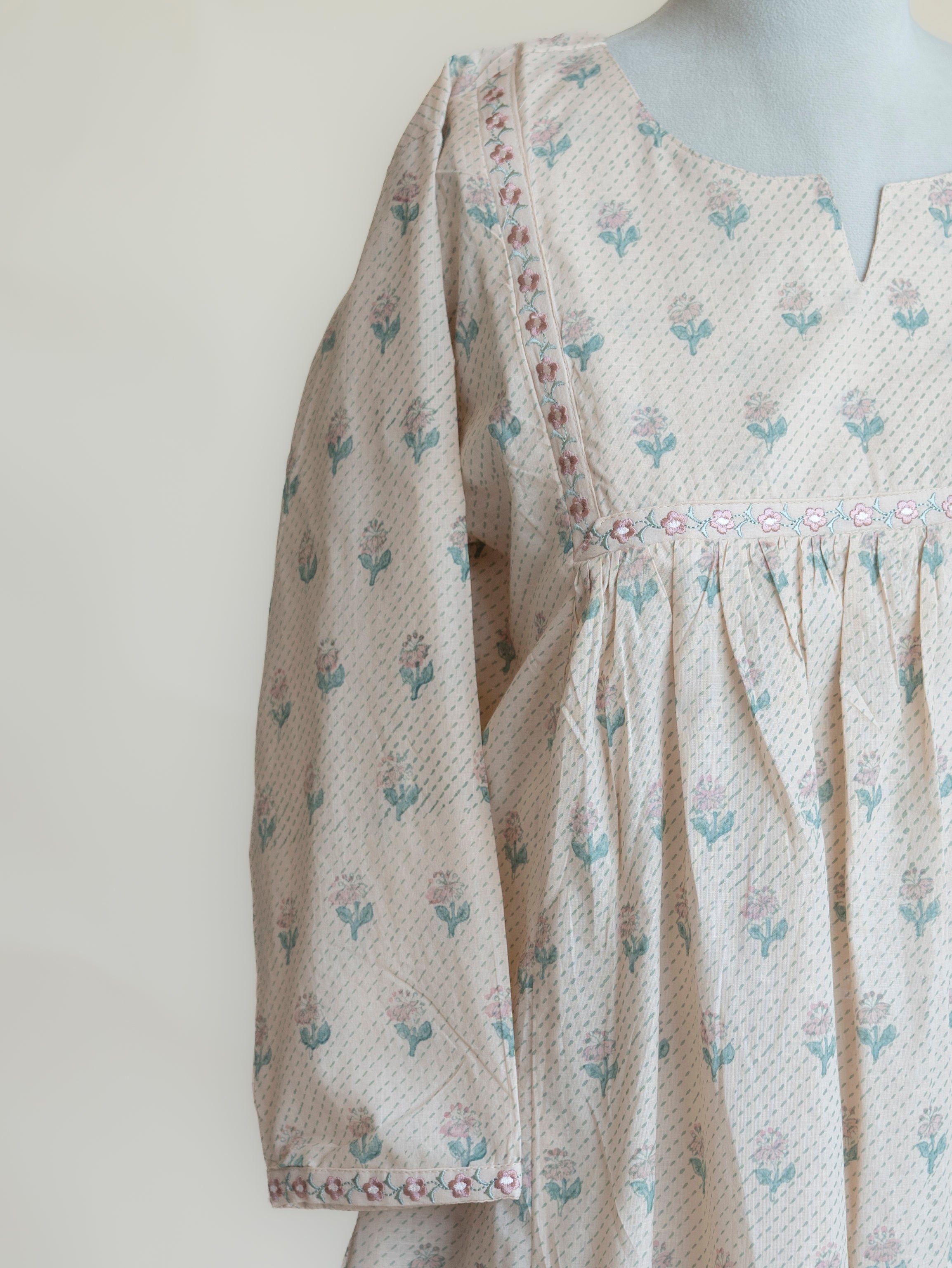 Avelia Cotton Block Printed A-Line Kurta