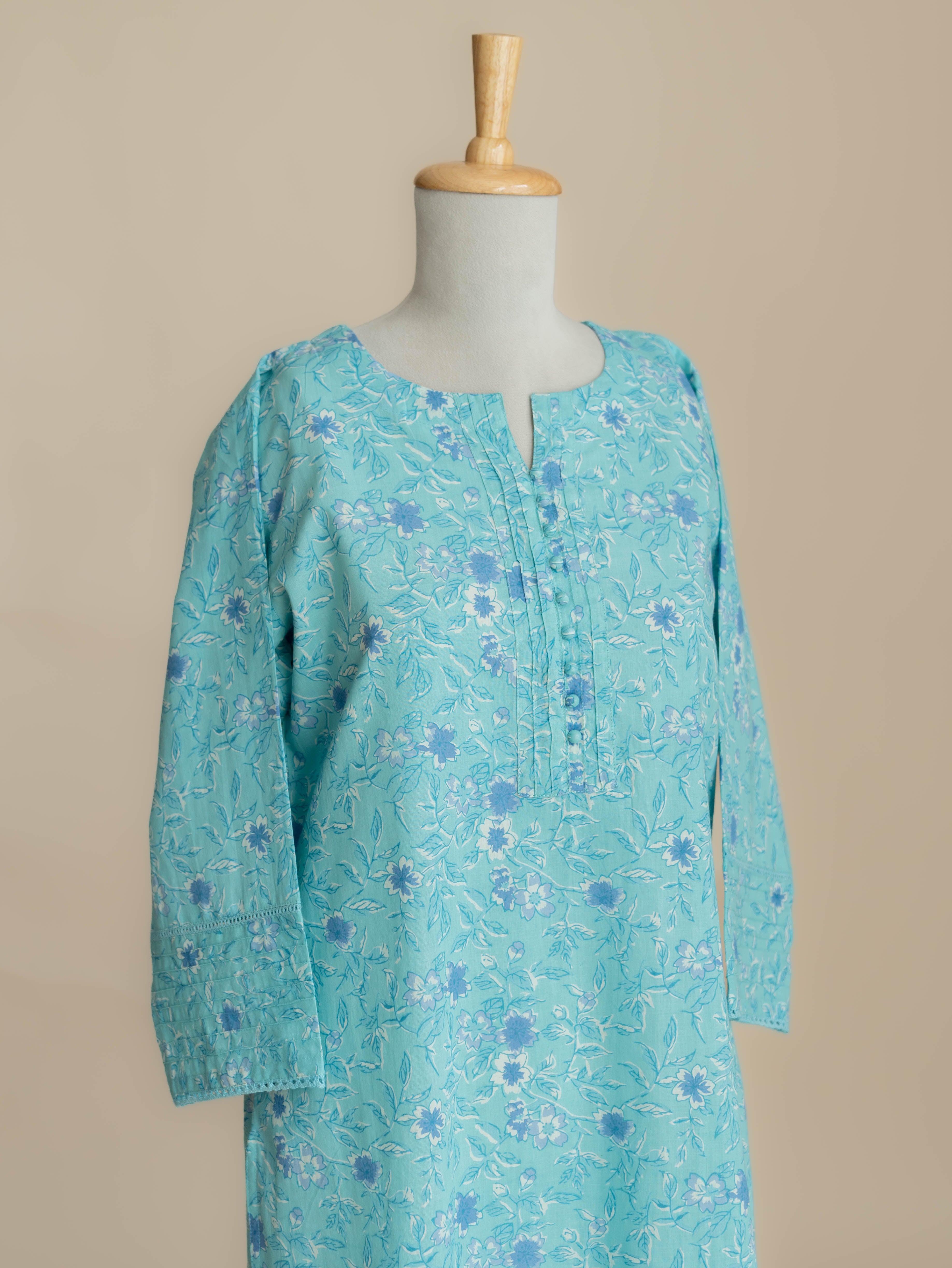 Aleya Cotton Block Printed Straight Kurta