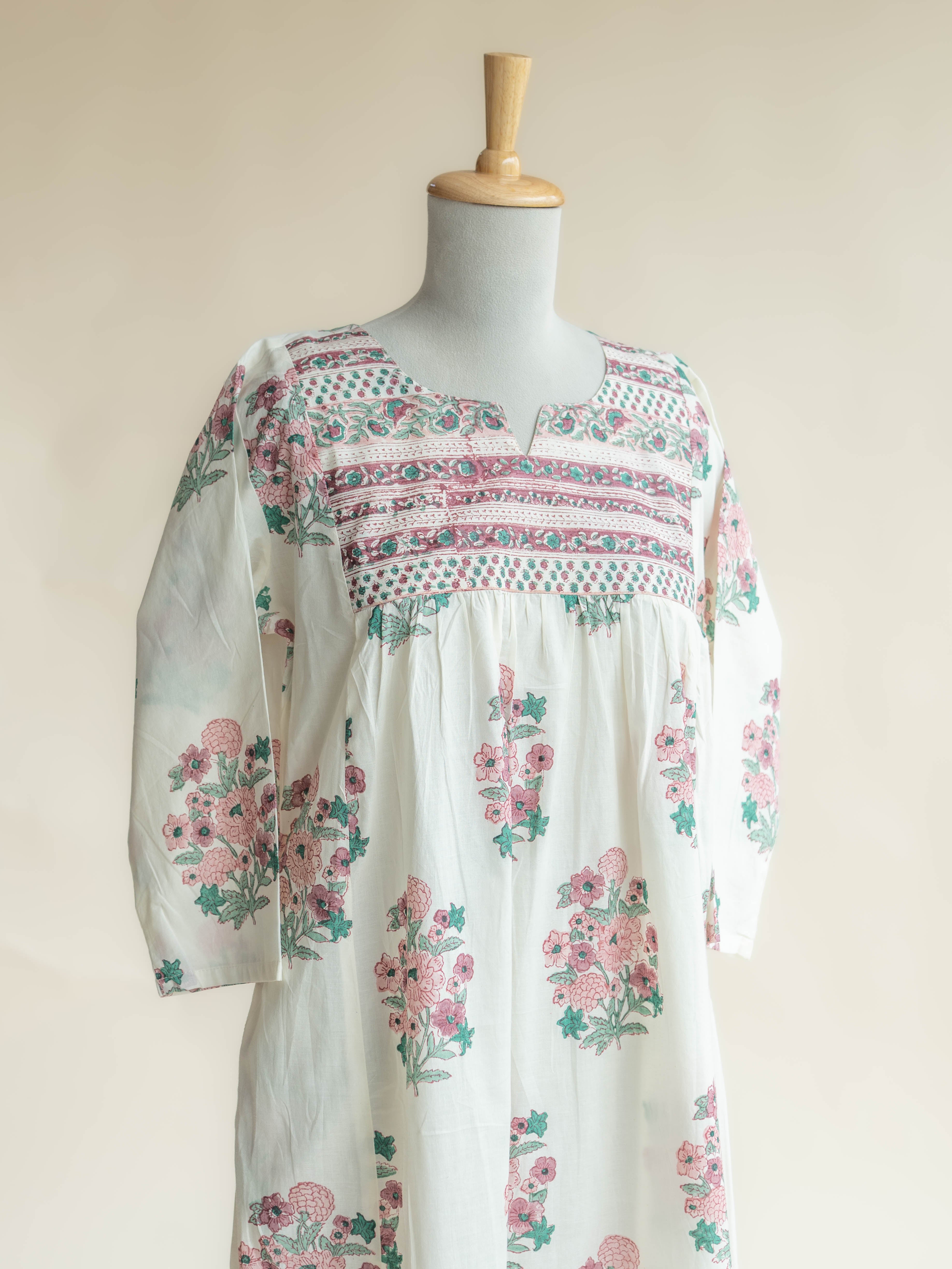 Anaira Cotton Block Printed A-Line Kurta