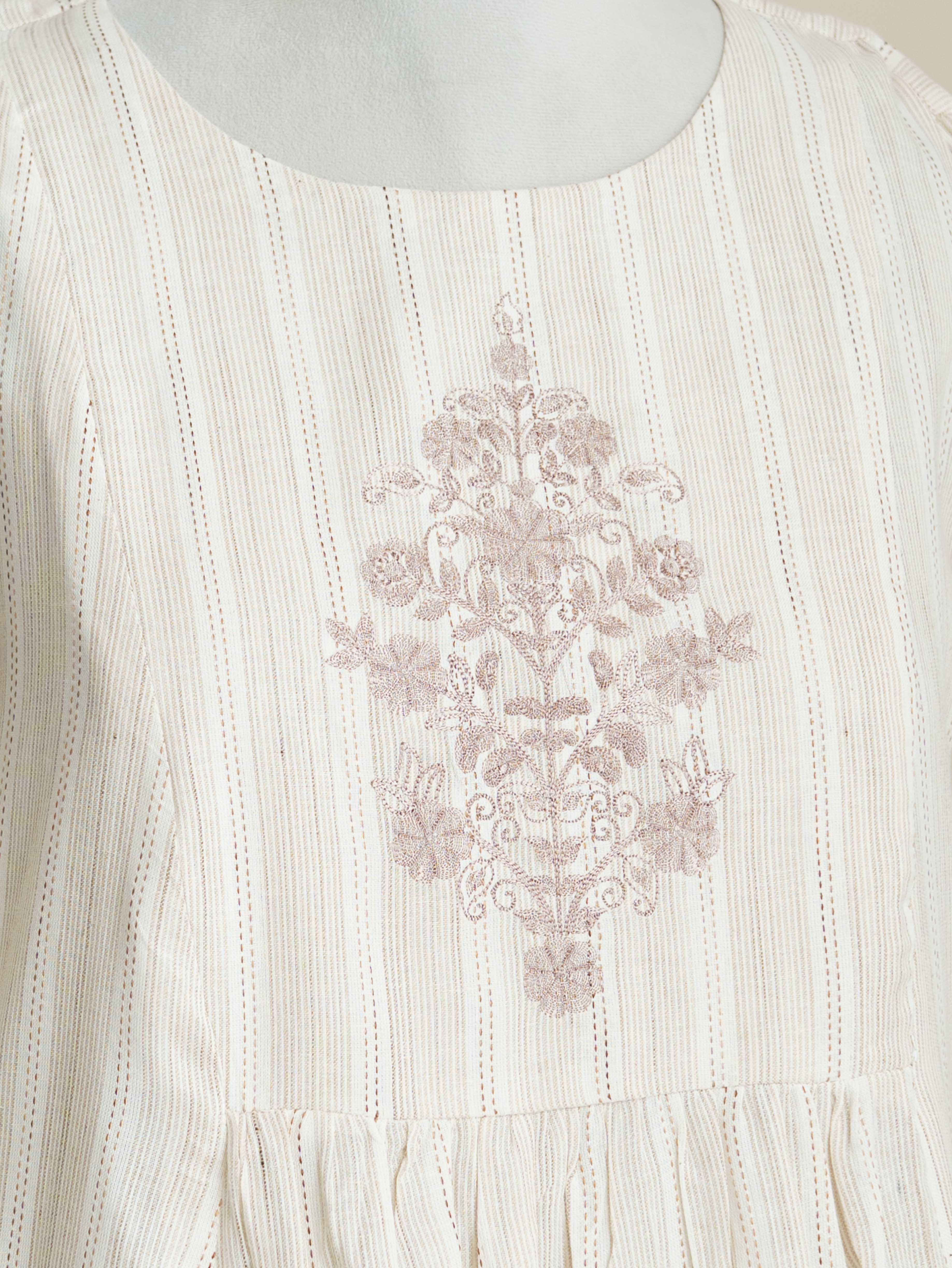 Reshma Cotton Dobby Embroidered A-Line Kurta