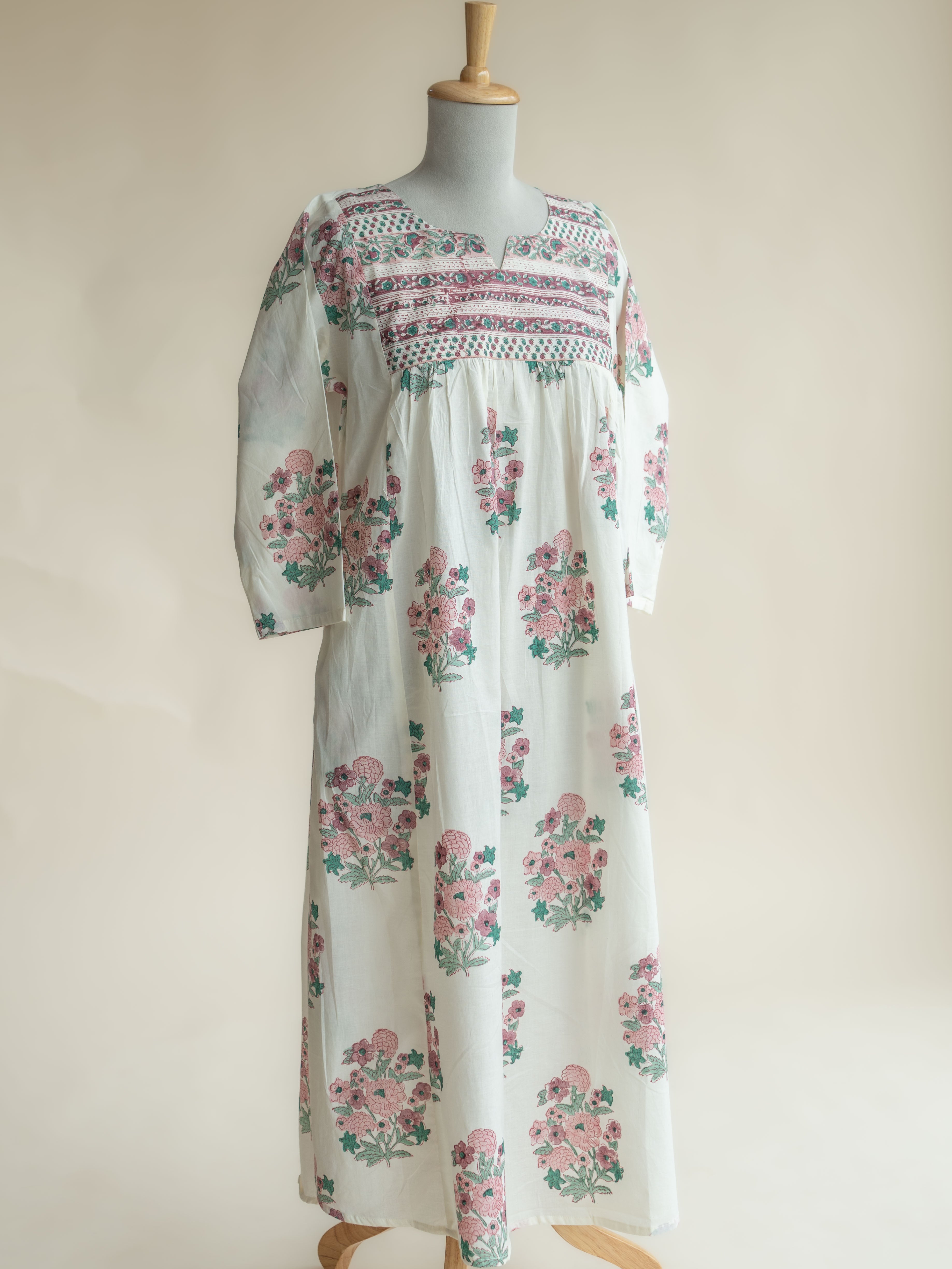 Anaira Cotton Block Printed A-Line Kurta
