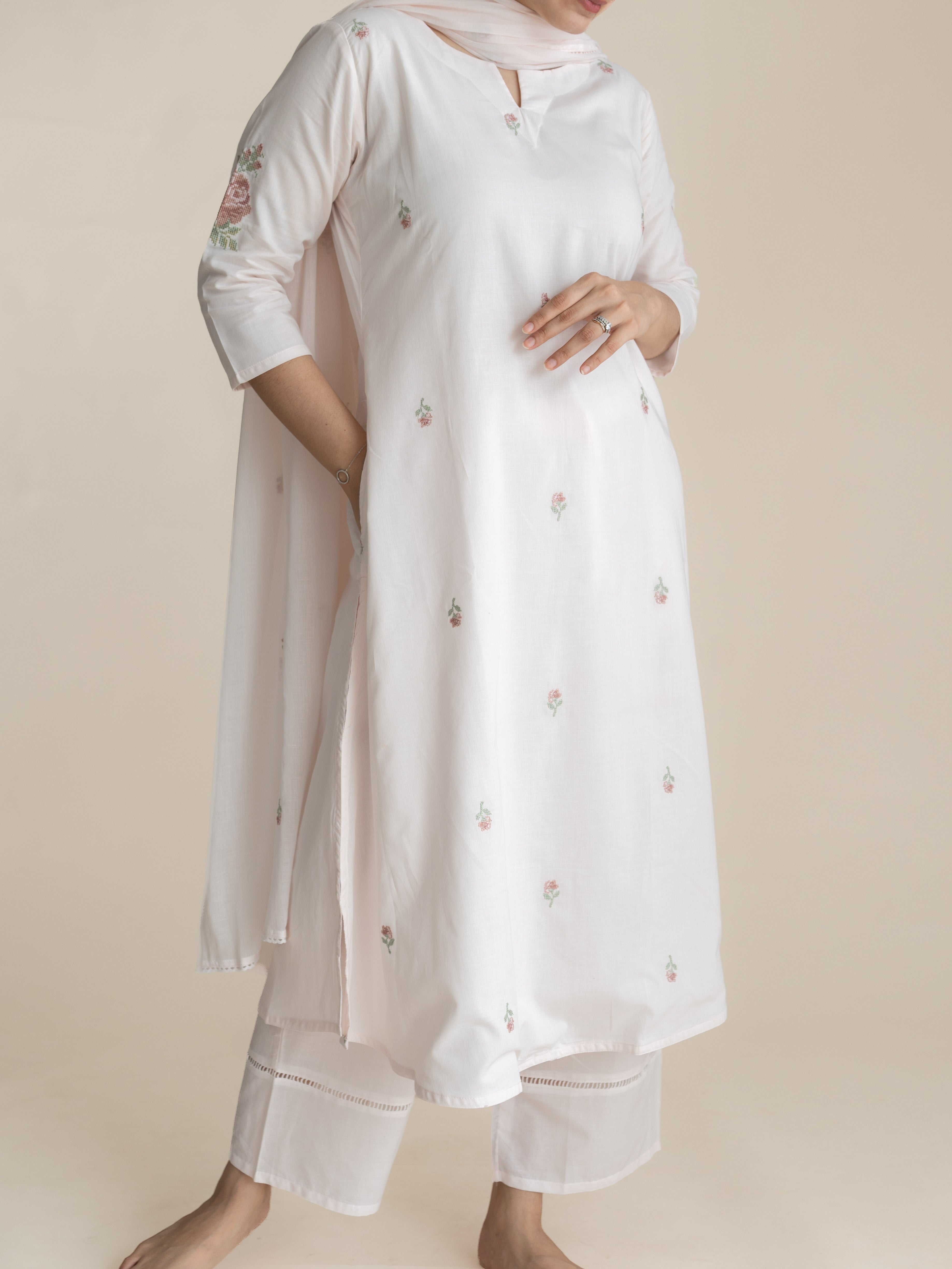 Ashika Cotton Embroidered A-Line Suit Set