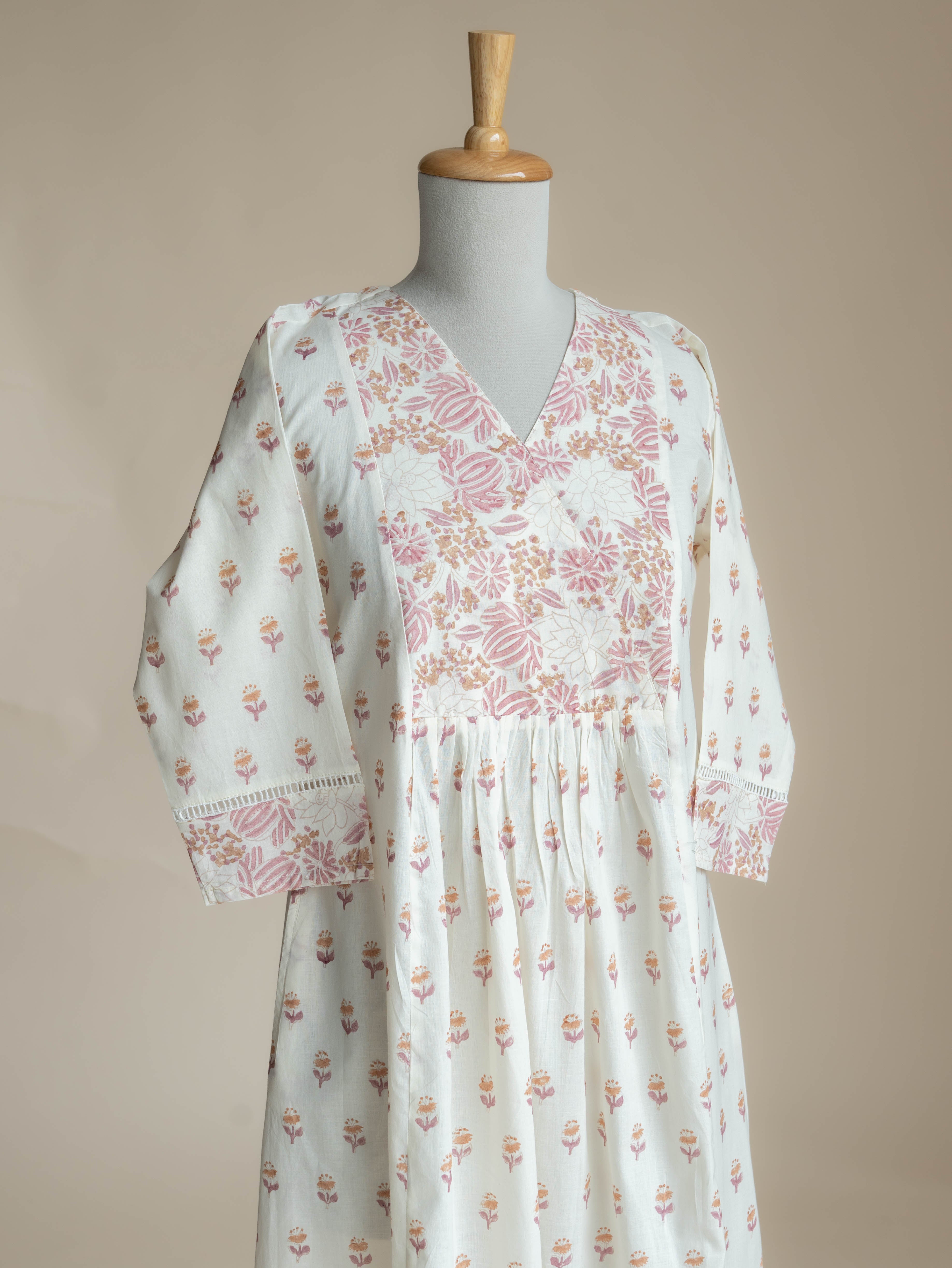 Renah Cotton Block Printed A-Line Kurta