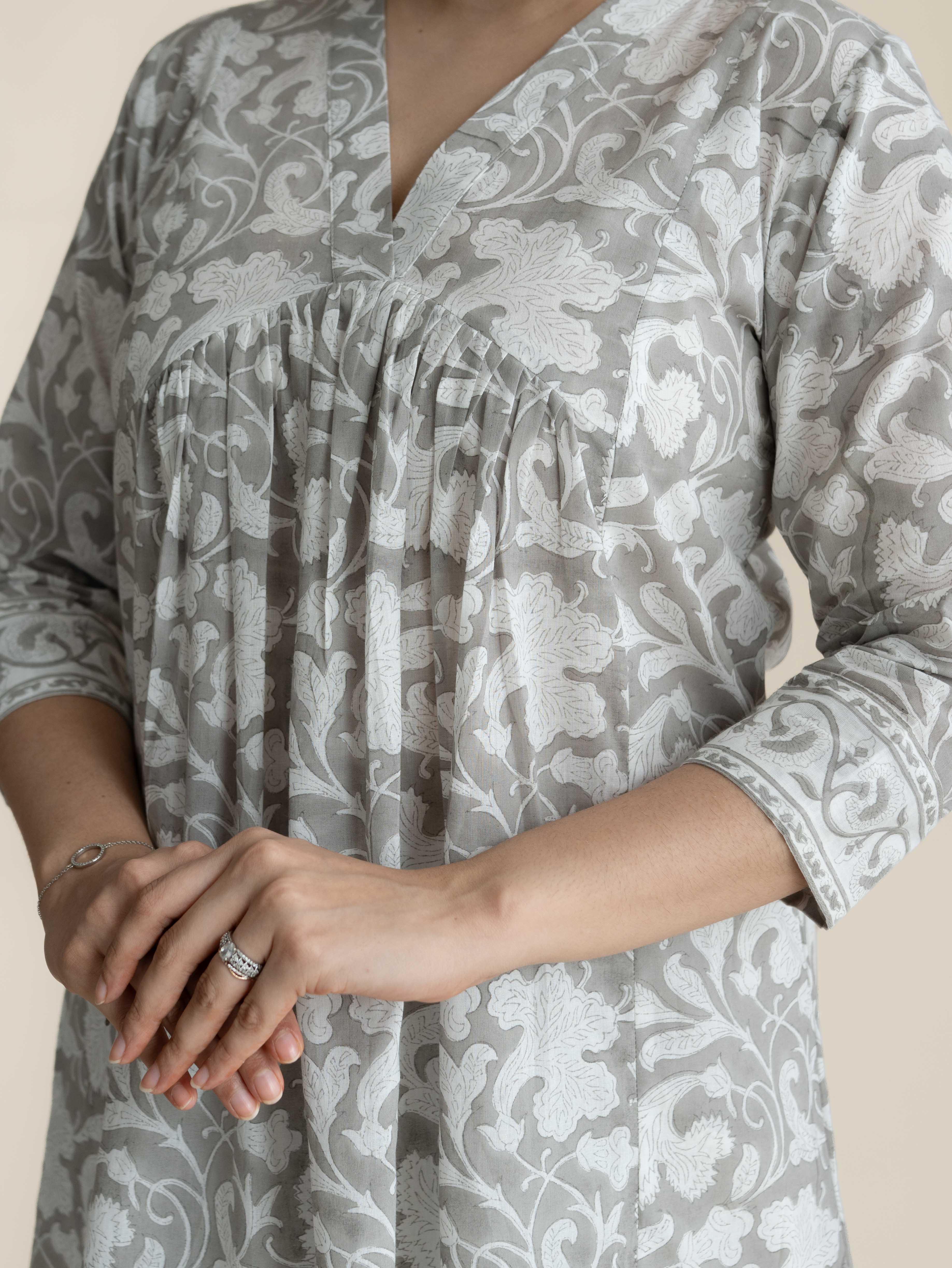Remina Cotton Block Printed A-Line Suit Set