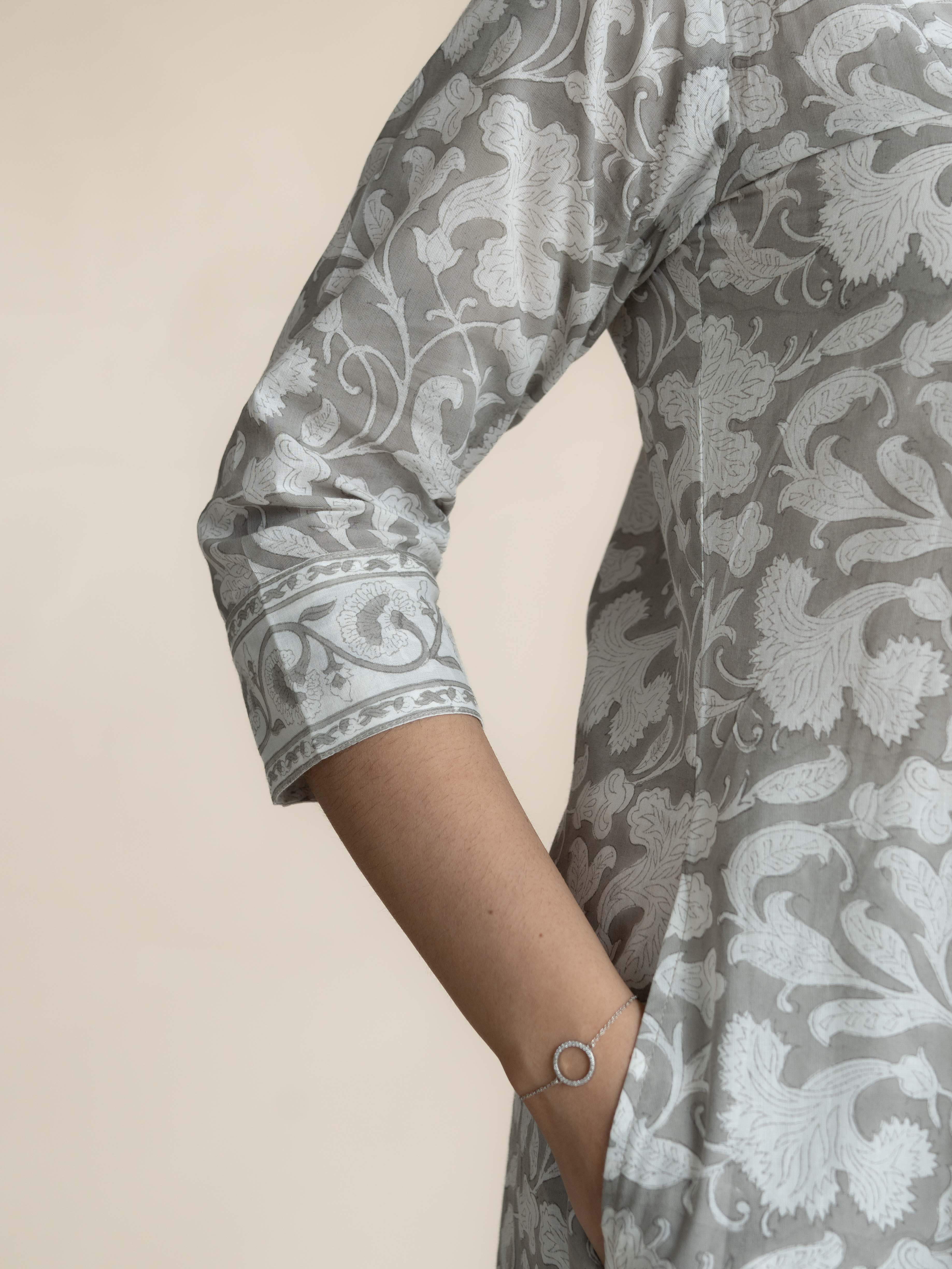 Remina Cotton Block Printed A-Line Suit Set