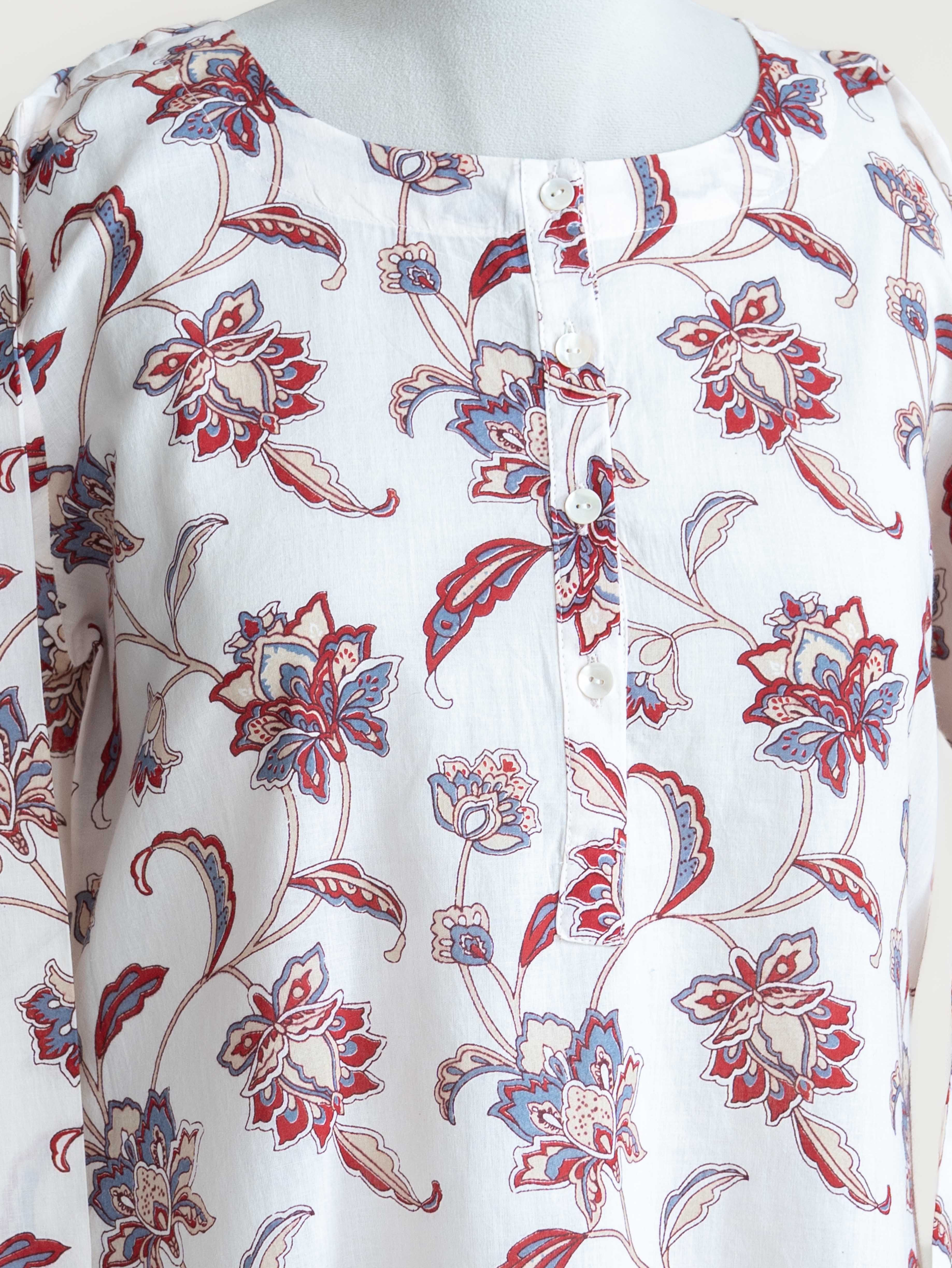 Shiny Cotton Printed A-Line Kurta