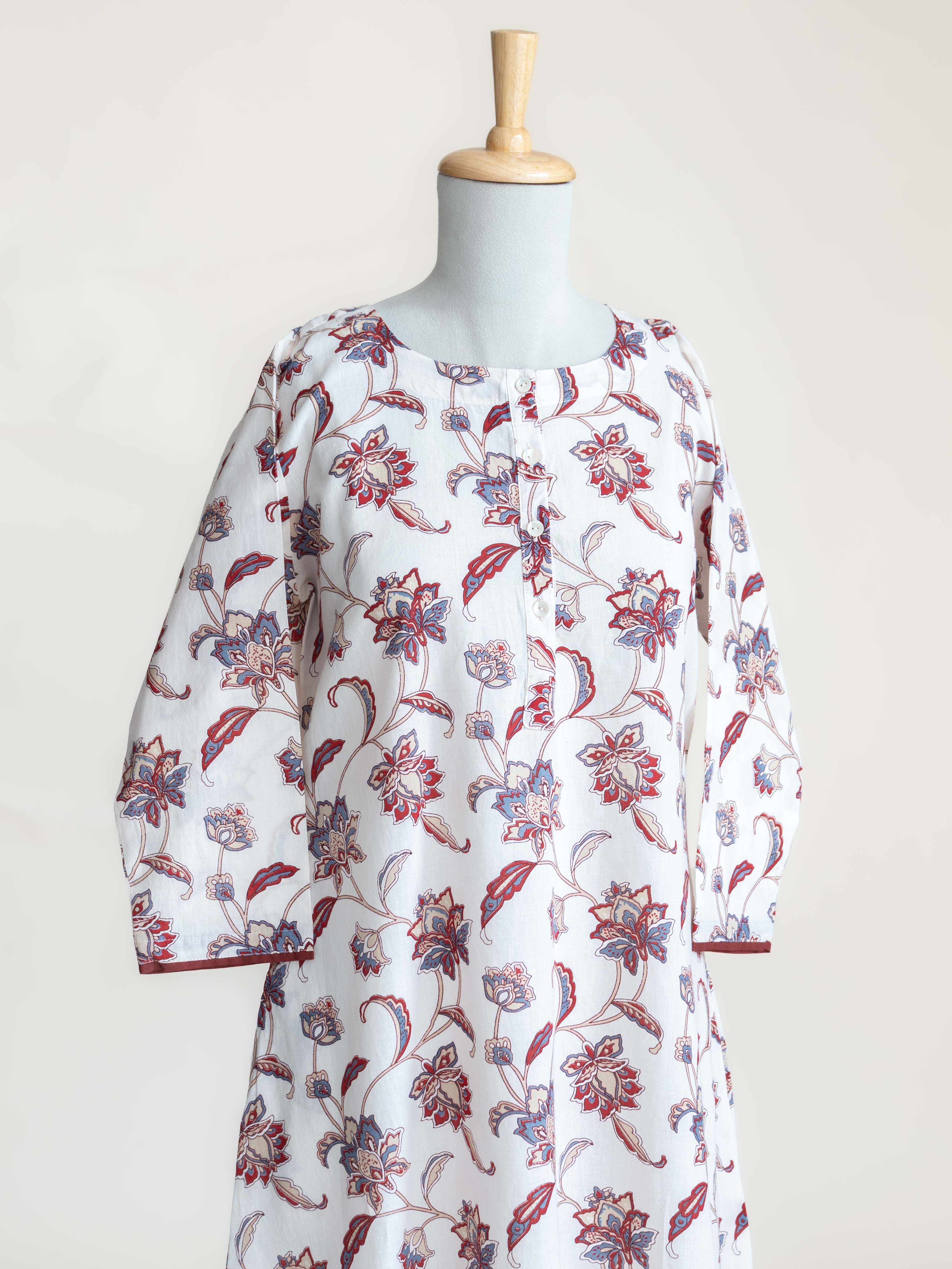 Shiny Cotton Printed A-Line Kurta
