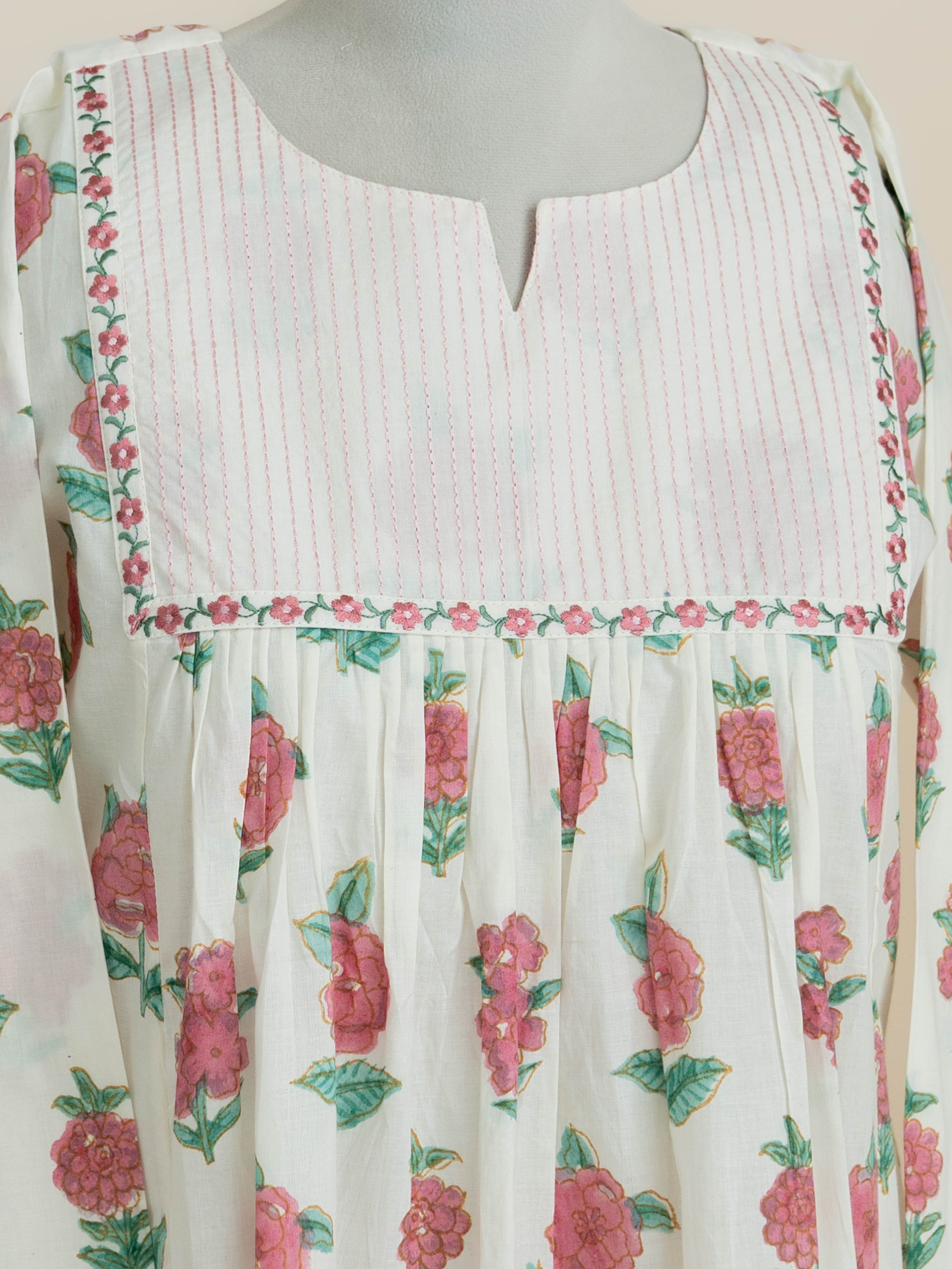 Areej Cotton Block Printed A-Line Kurta