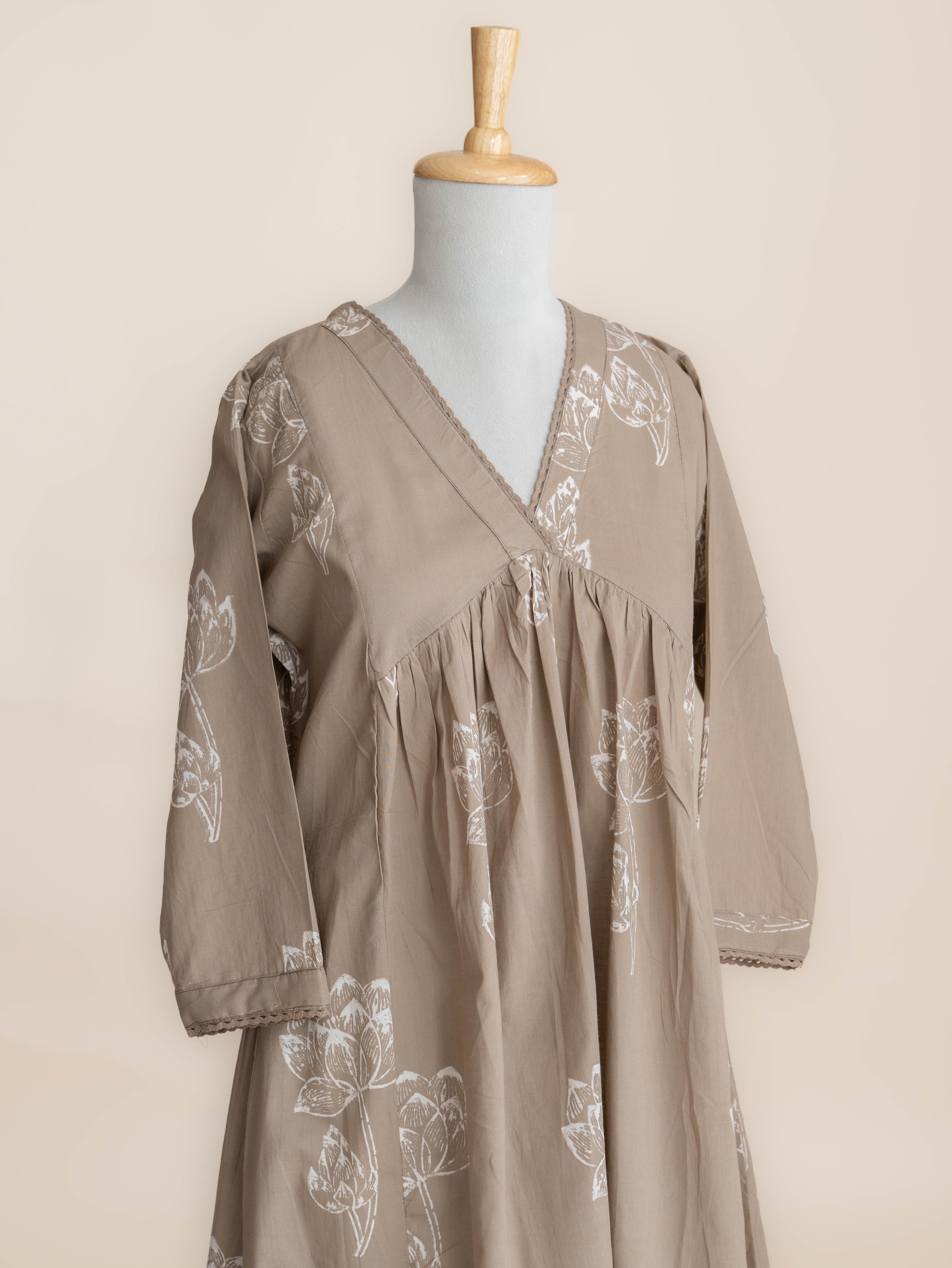 Lira Cotton Block Printed A-Line Kurta