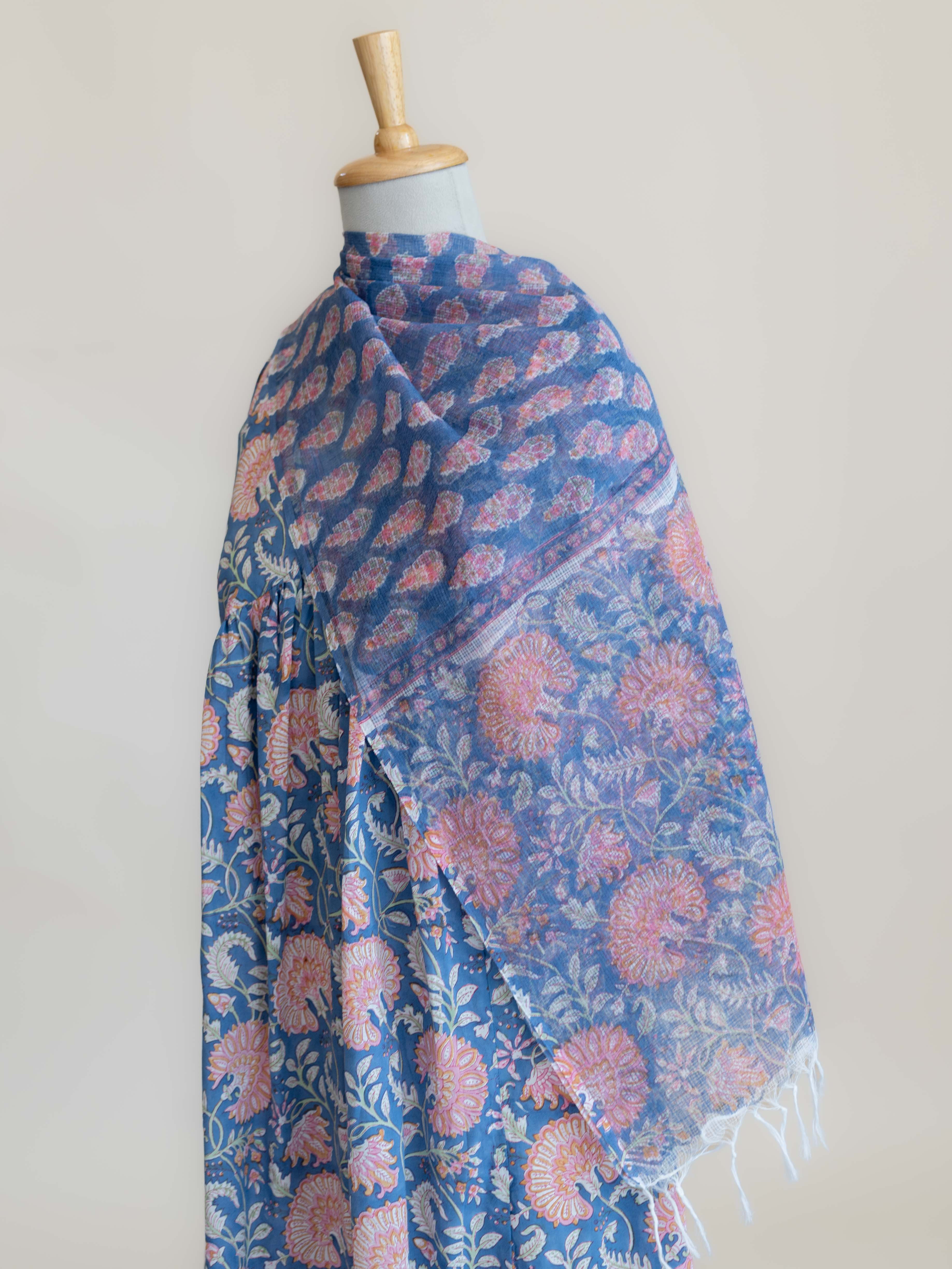 Jivisha Cotton Block Printed A-Line Suit Set