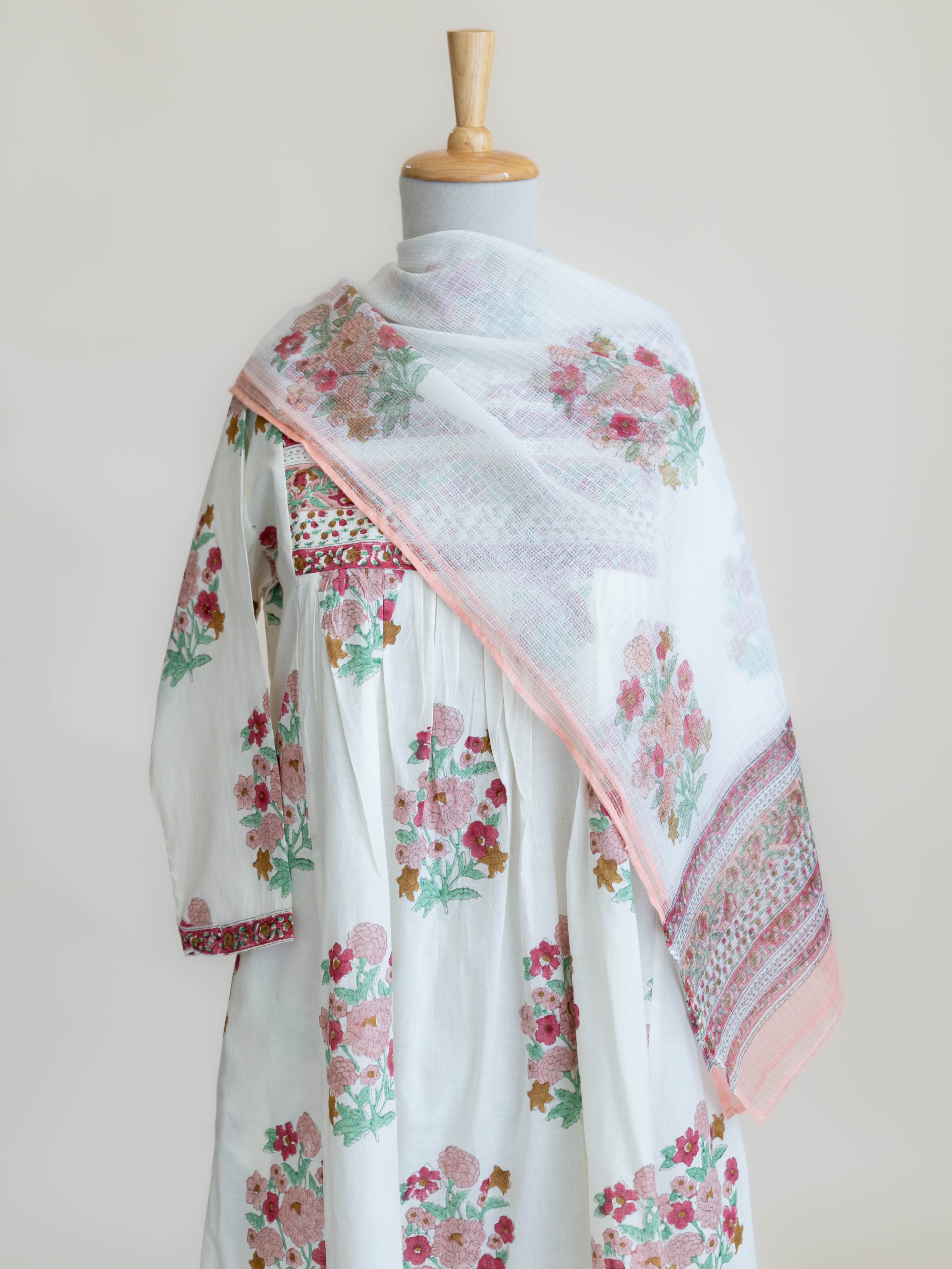 Hitha Cotton Block Printed A-Line Suit Set