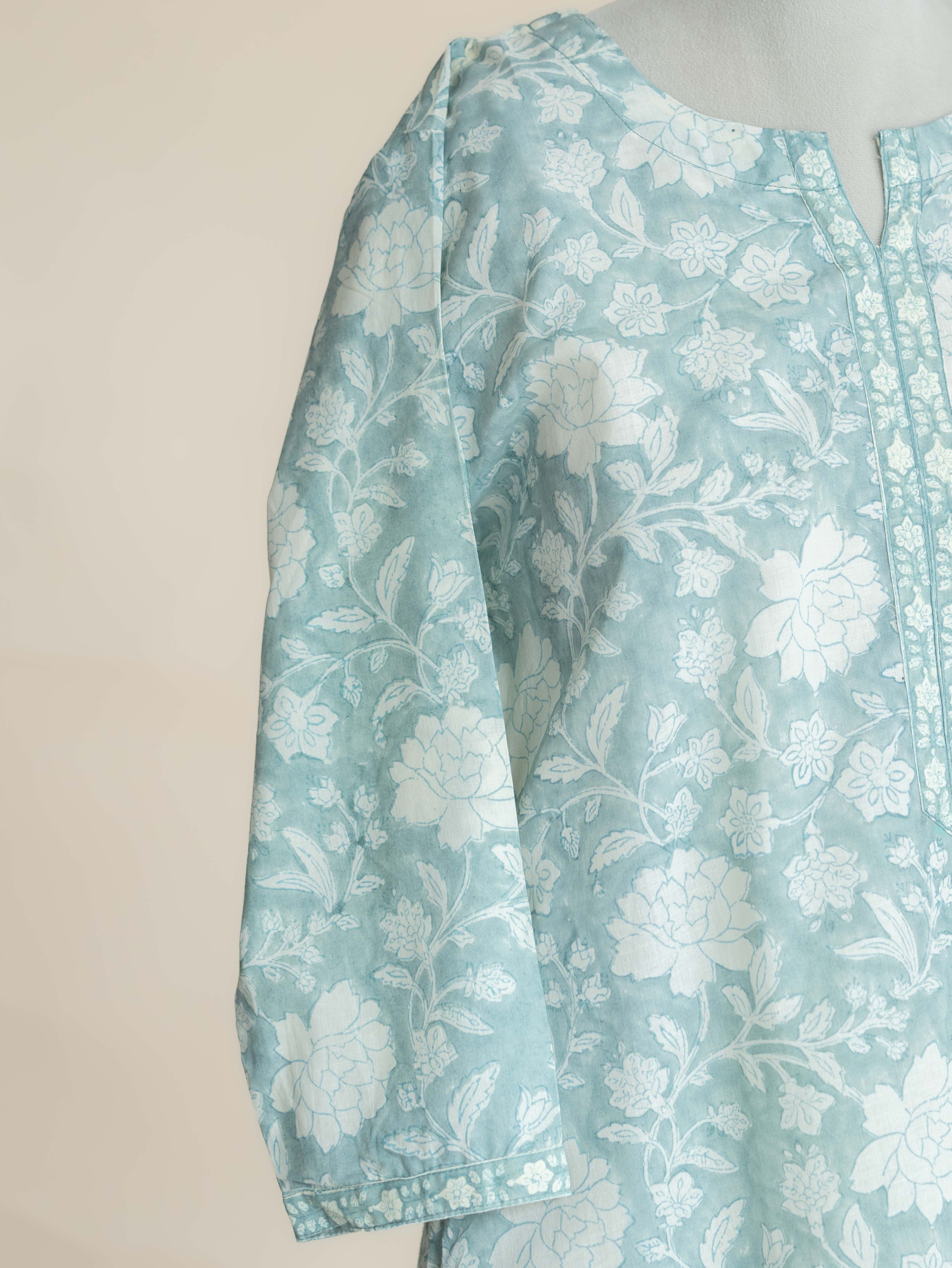 Angela Cotton Block Printed Straight Kurta