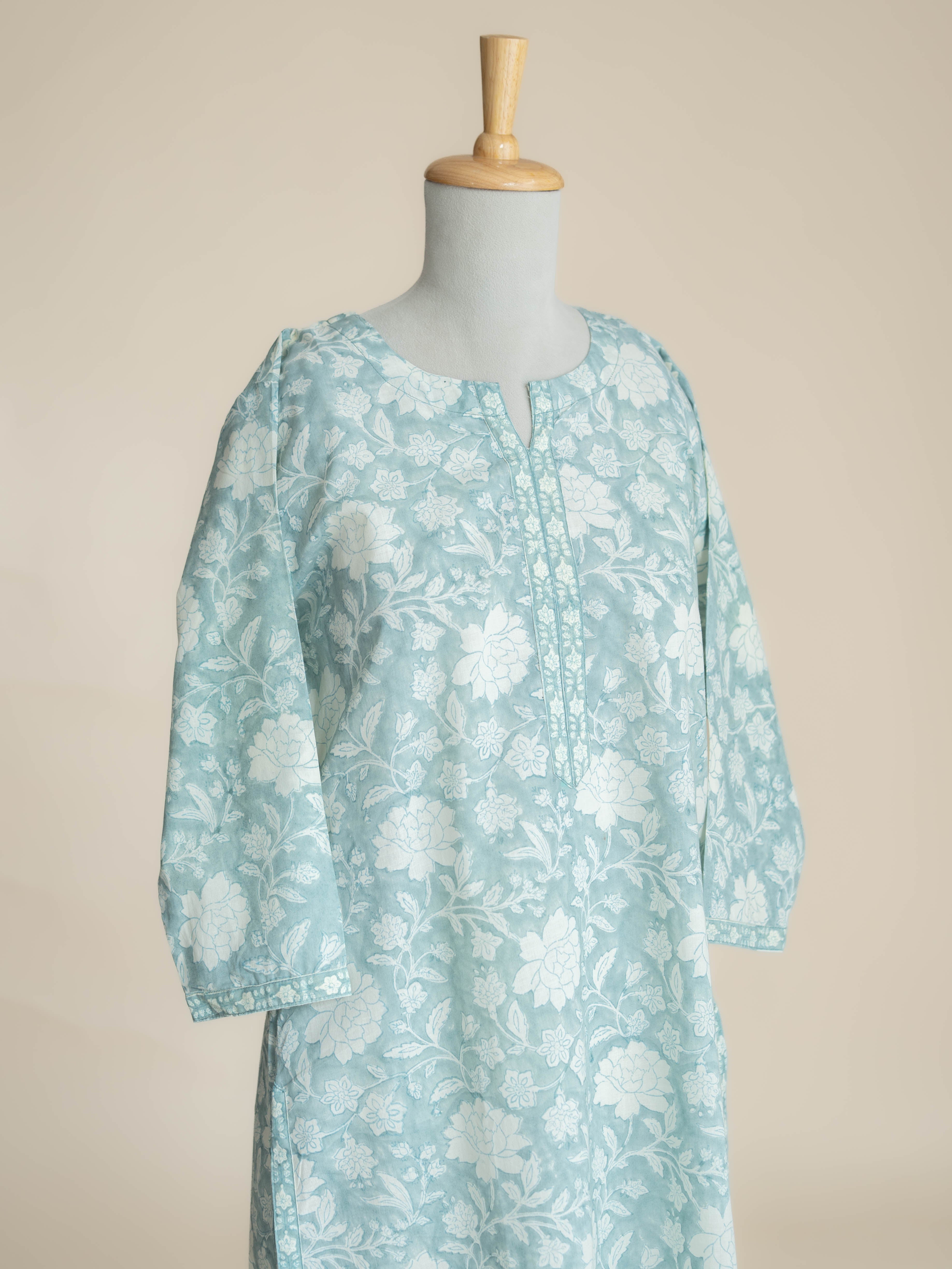 Angela Cotton Block Printed Straight Kurta