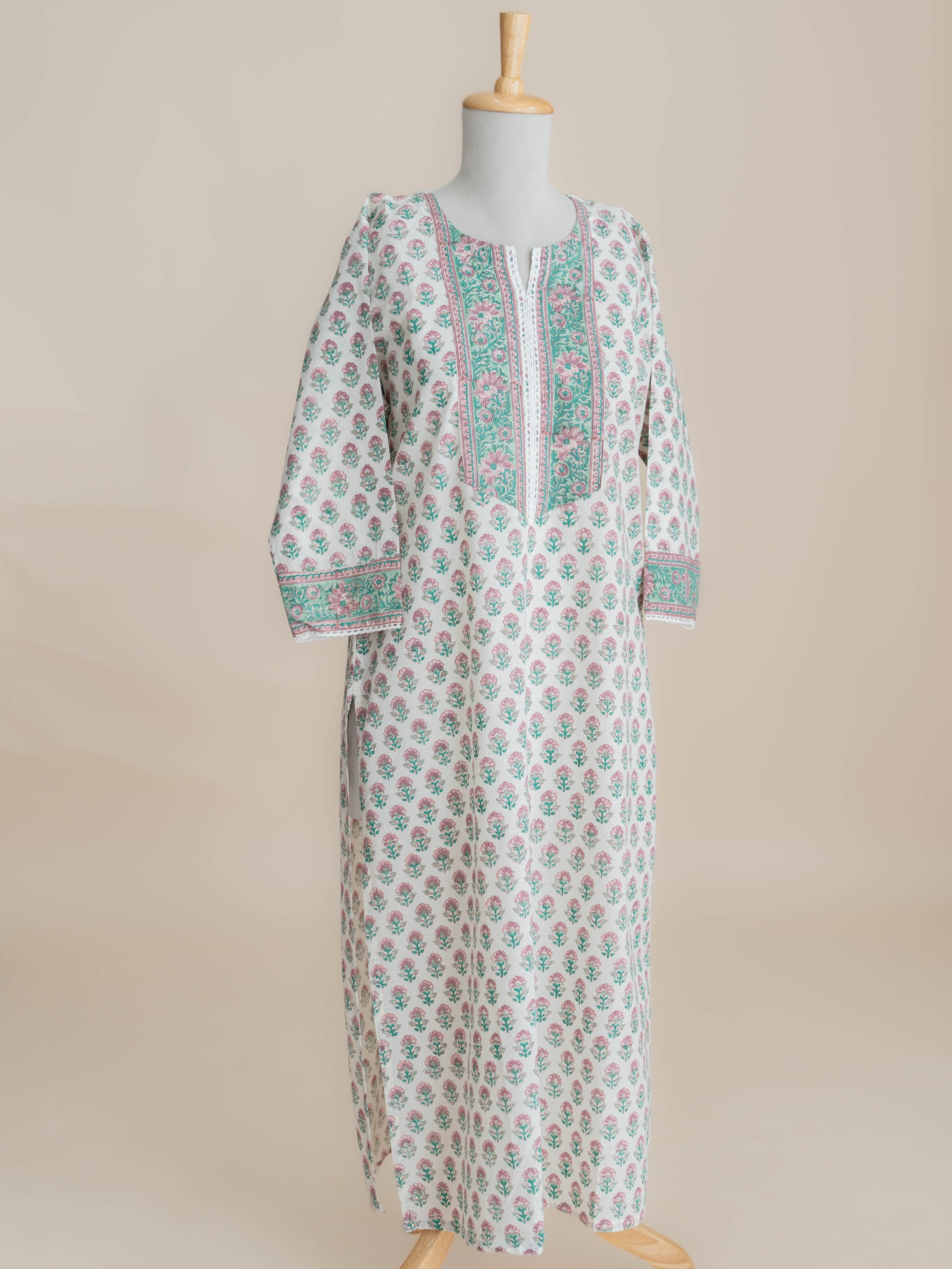 Veyah Cotton Block Printed Straight Kurta