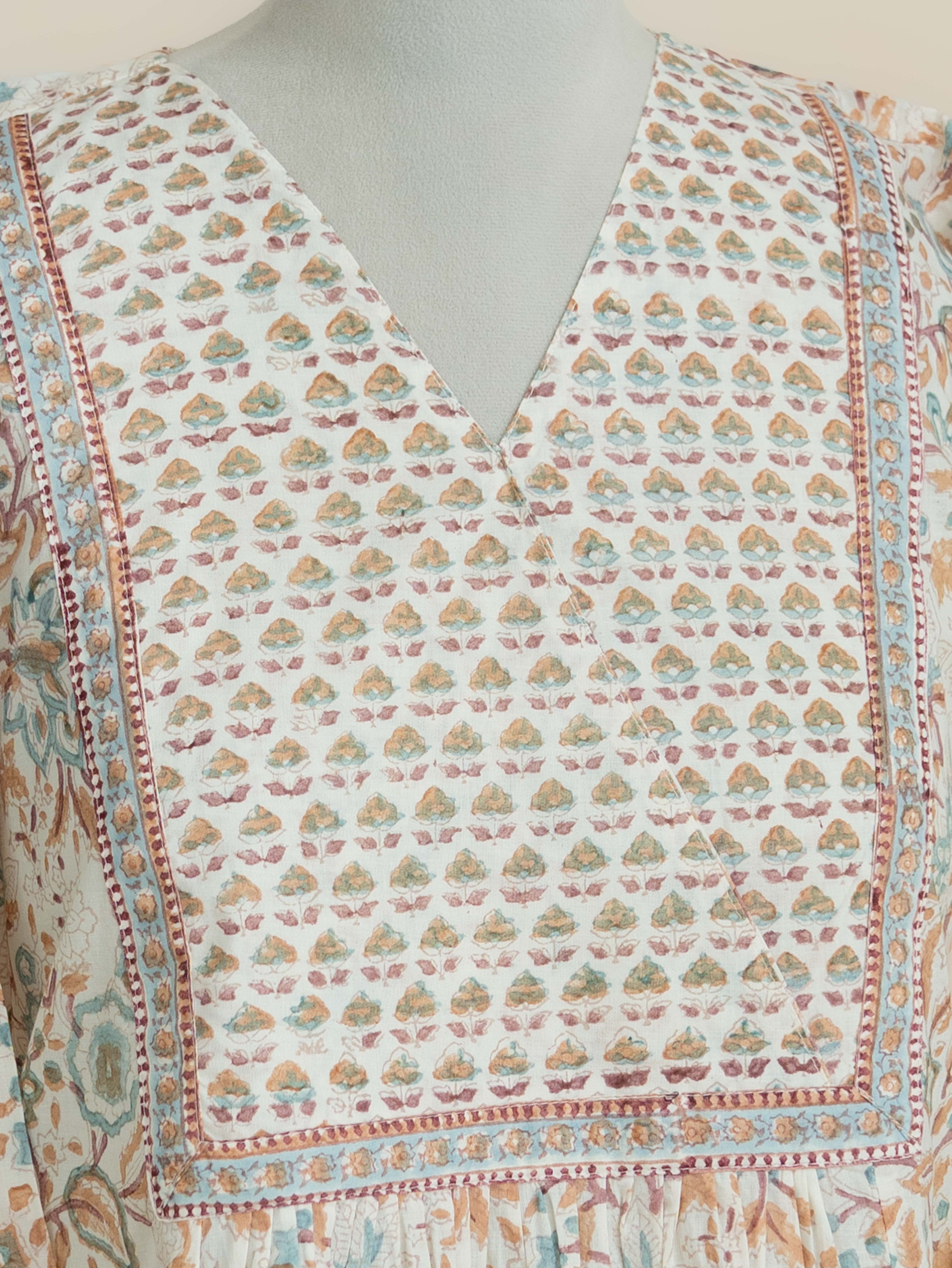 Raneem Cotton Block Printed A-Line Kurta